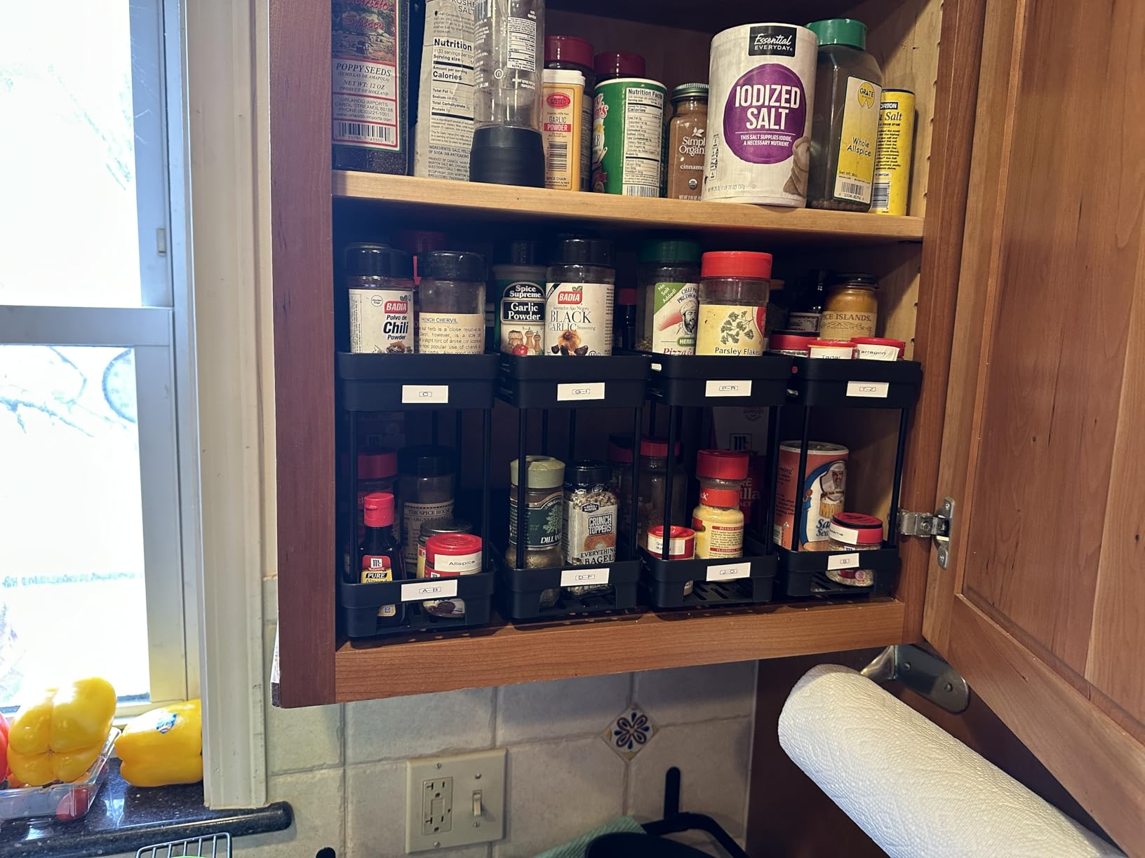 Pull Out Spice Rack Organizer for Cabinet, 3 Packs Slide Out Spice Racks Organizer, Spice Cabinet Organizers, 2 Tier customer photo 1