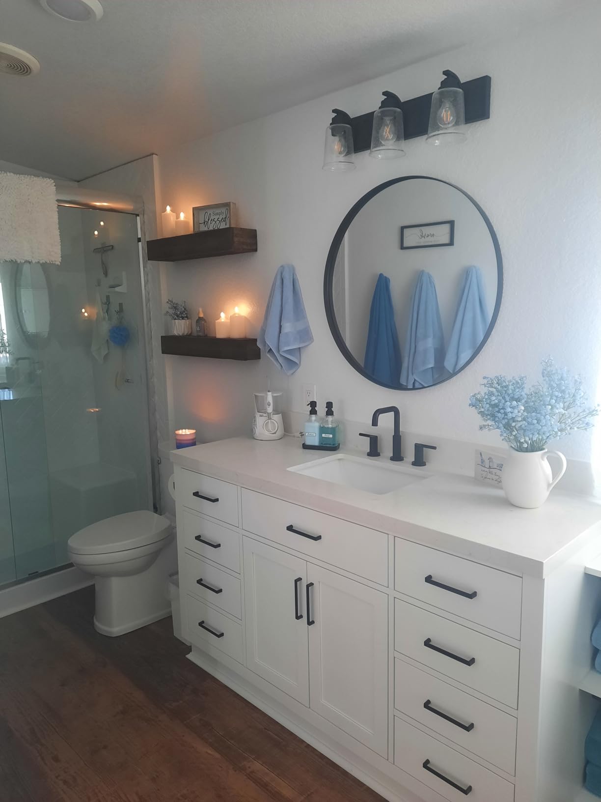 ARIEL Hepburn 60-inch Bathroom Vanity with Sink, Solid Wood, 1.5-inch Carrara White Quartz Countertop & Backsplash, Single Rectangular Porcelain Sink, 2 Soft Closing Doors, 9 Dovetail Drawers, White customer photo 1