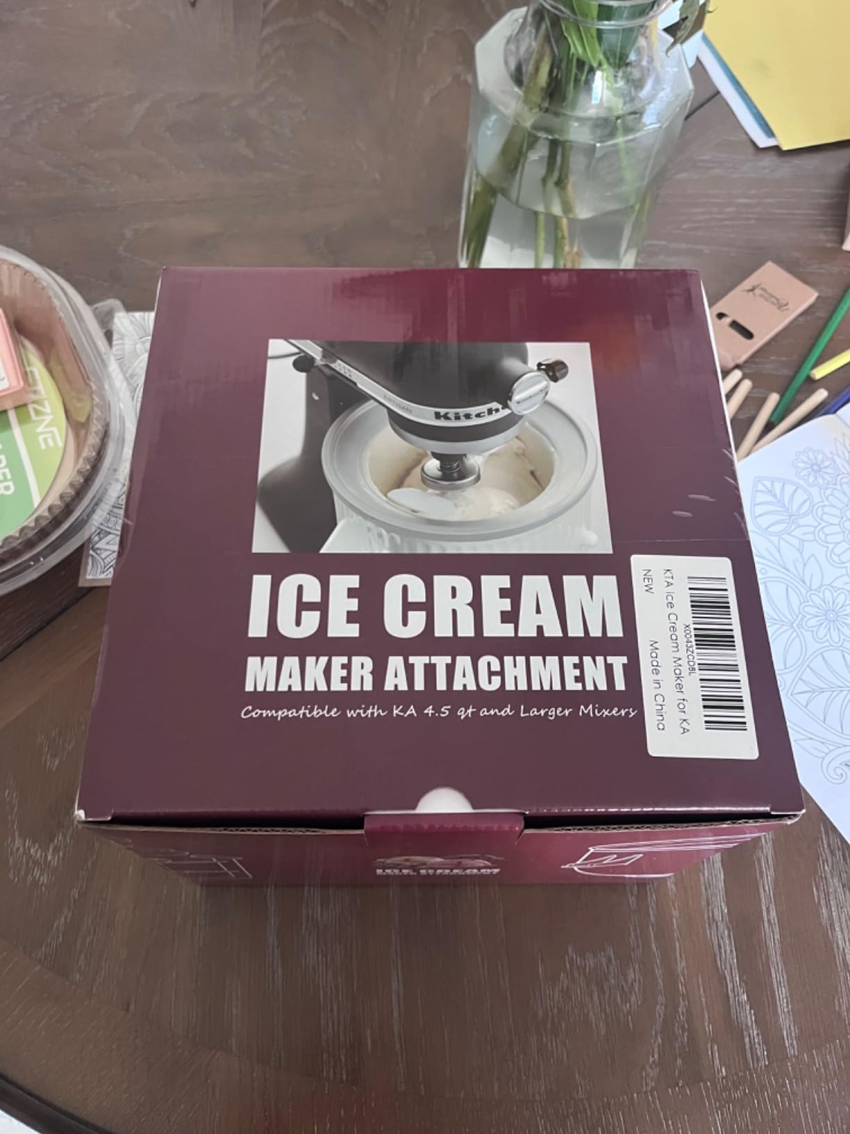 Ice Cream Maker Attachment for Kitchenaid Stand Mixers, 2 QT Freezer Bowl | Compatible with Kitchenaid 4.5/5QT & 6QT, Dasher and Drive Assembly, Home Frozen Desserts, Hand Wash Only, Double-Insulated customer photo 1