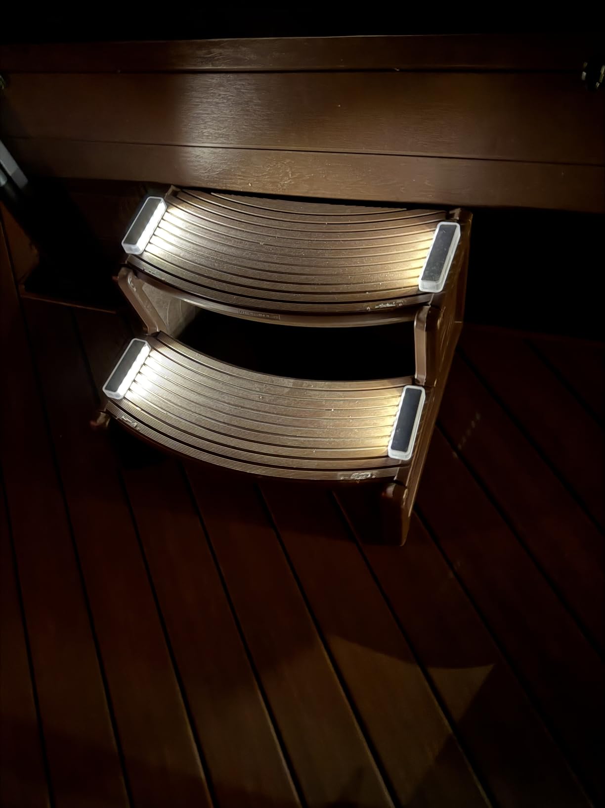 DetarZinLED Solar Step Lights Outdoor IP68 Waterproof 4 Pack Warm White | Solar Power, Auto ON/OFF, Stick on, Sturdy PC Shell, for Outside Stair, Deck, Dock, Walkway, Path, Driveway, Sidewalk, Patio customer photo 2