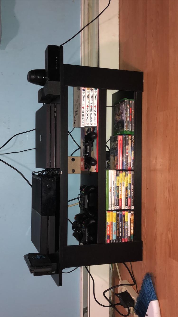 Furinno Jensen TV Stand, 4-Tier Corner Entertainment Center with Storage Shelf, TV Console for TV up to 55 Inch, Open Back, for Living Room, Bedroom, Espresso customer photo 2