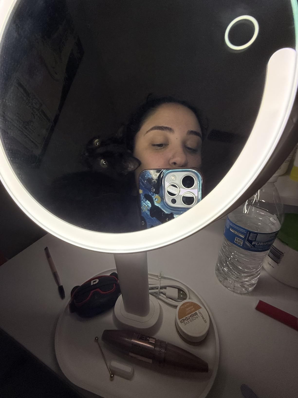 MIYADIVA Makeup Mirror with Lights, 20X Magnifying Mirror with Light and Touch Switch, Vanity Mirror with 3 Color Light and 80 LEDs, 2-Sided Lighted Magnified Mirror 8.8 Inches customer photo 2
