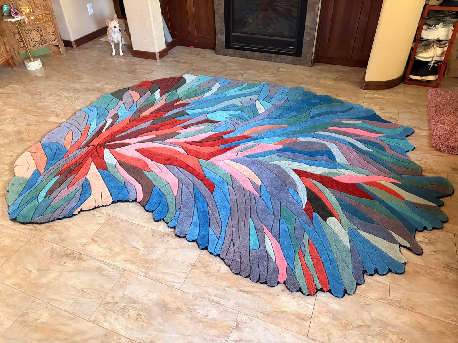 Restoration and Renovation Handmade Irregular Shape Wool Area Rug | Unique Contemporary Botanical Design, Thick & Soft Carpet | Perfect for Living Room, Bedroom Decor (Multi, 5' x 8') customer photo 2