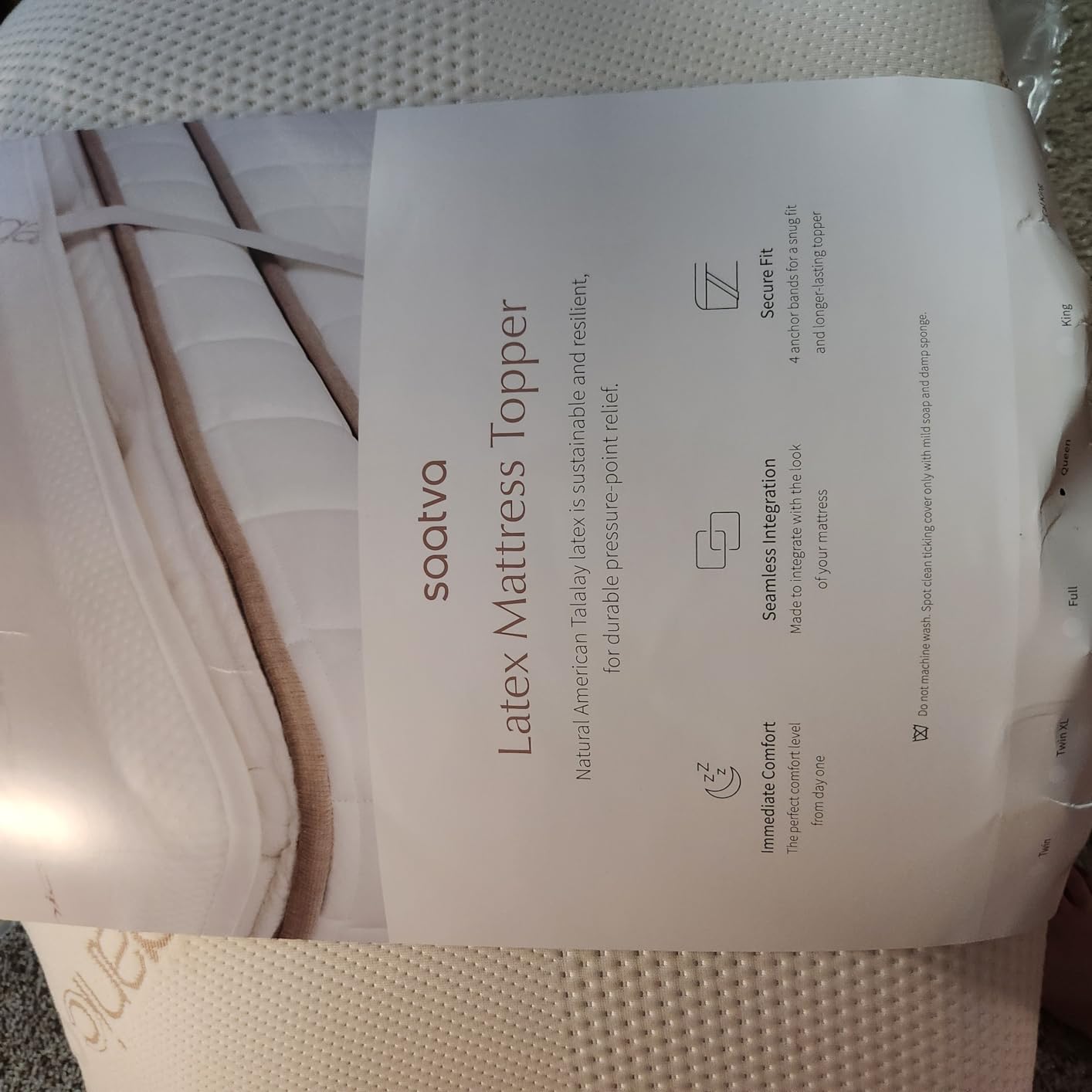 Saatva Natural Latex Premium Mattress Topper, 1.5