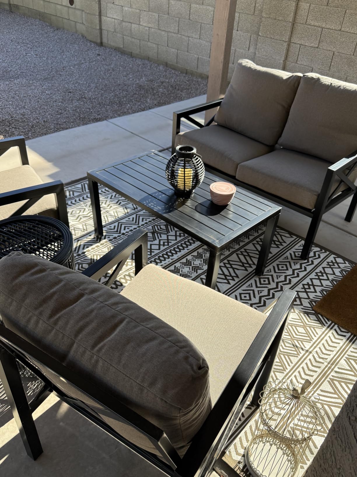 Outdoor Rug Carpet 8x10 ft, Flatweave Textured Outdoor Patio Rug Non Slip Indoor Outdoor Rugs with Rubber Particles Backing Boho Outdoor Area Rug for Patio Deck Front Porch Backyard Balcony customer photo 2