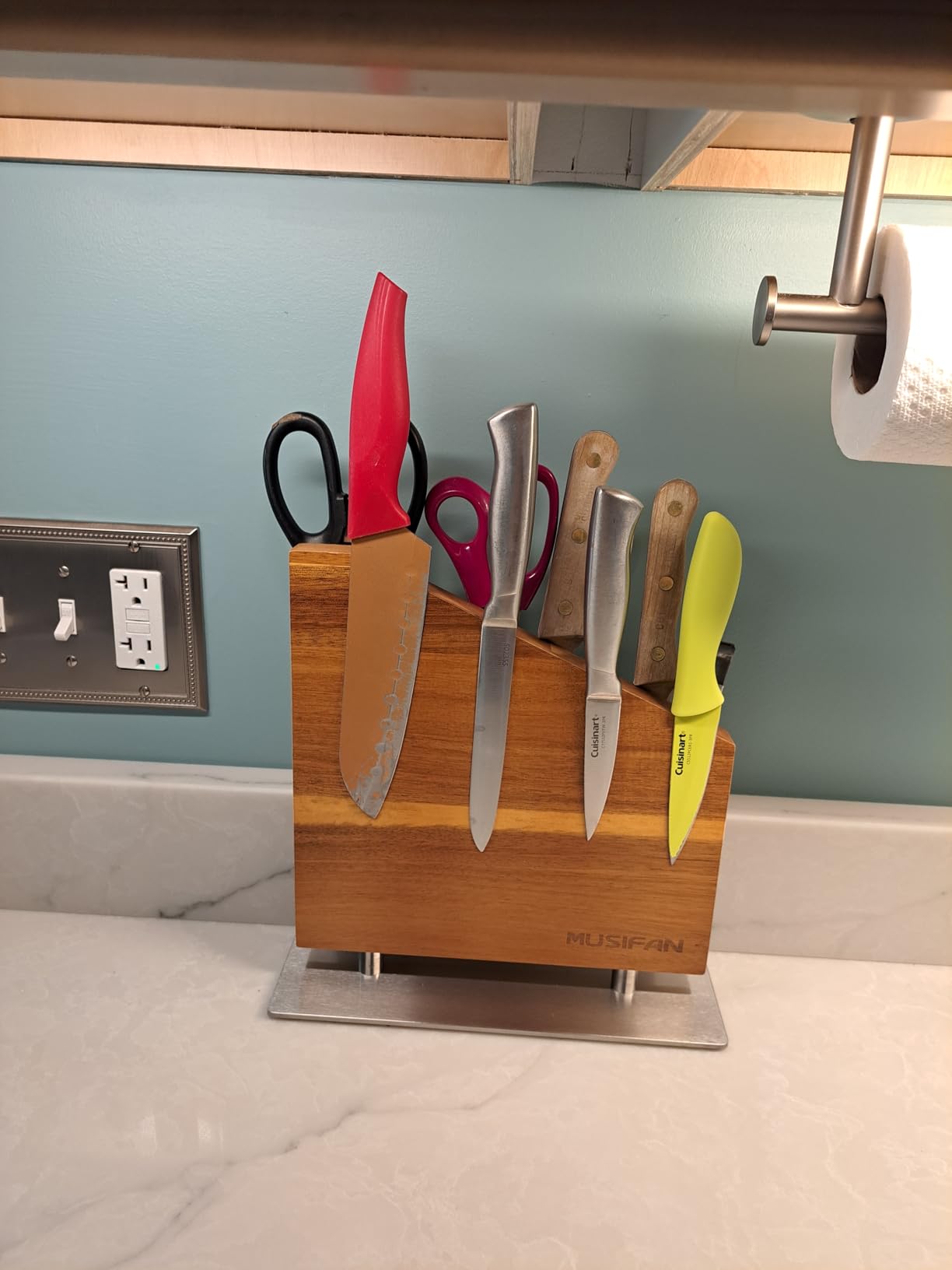 Magnetic Knife Block Without Knives,Magnetic Universal Stands with Strong Enhanced Magnets Strip Kitchen Storage Cutlery Large Organizer, Knife Holder for Kitchen Organizer customer photo 2