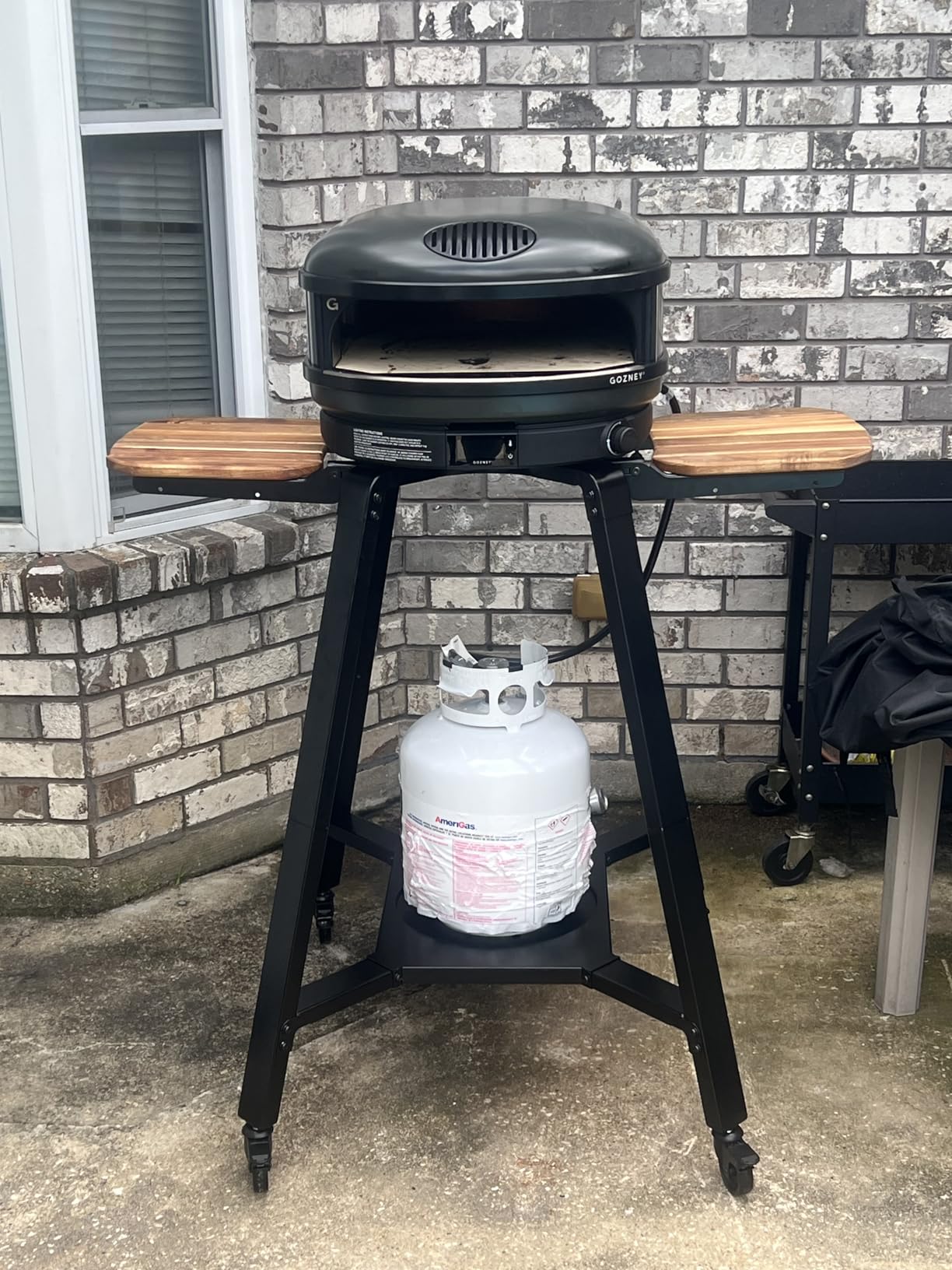 Arc & Arc XL Pizza Oven Stand with Locking Wheels | Adjustable Wood Wings for Ingredients and Tools, Hanging Hooks for Cookware, Built-in Steel Platform to Store Gas customer photo 1