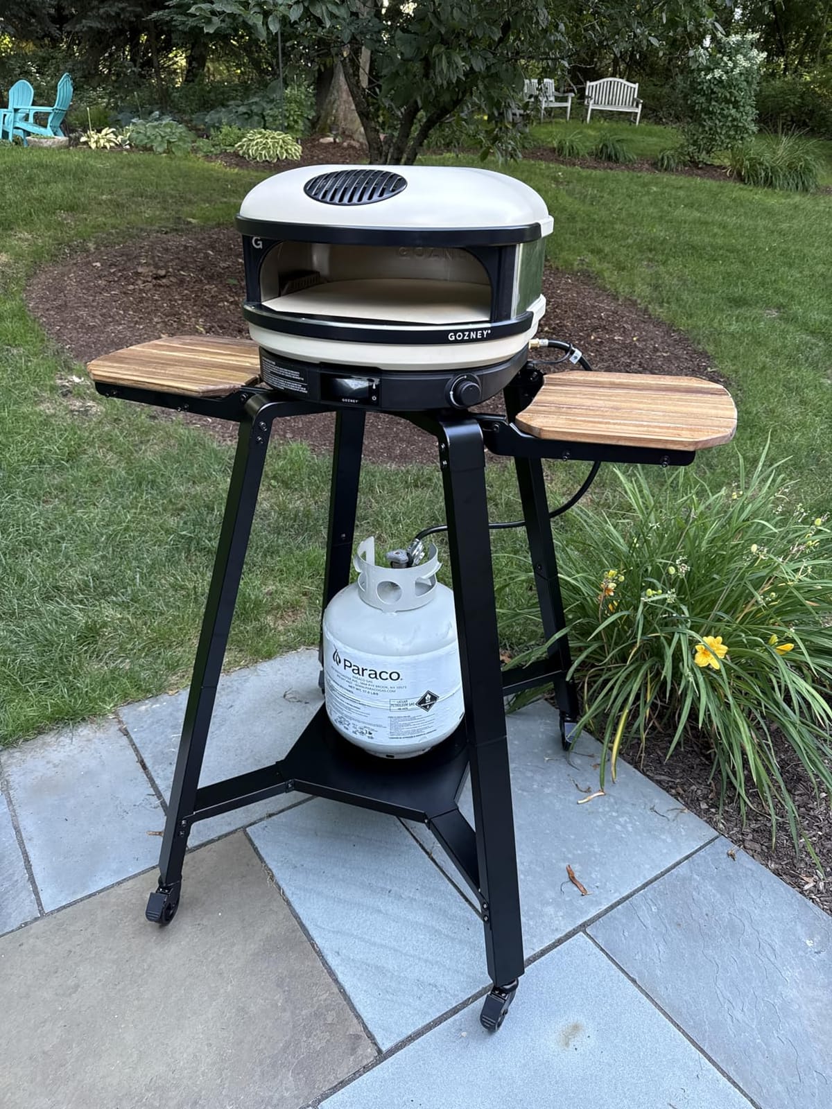 Arc & Arc XL Pizza Oven Stand with Locking Wheels | Adjustable Wood Wings for Ingredients and Tools, Hanging Hooks for Cookware, Built-in Steel Platform to Store Gas customer photo 2