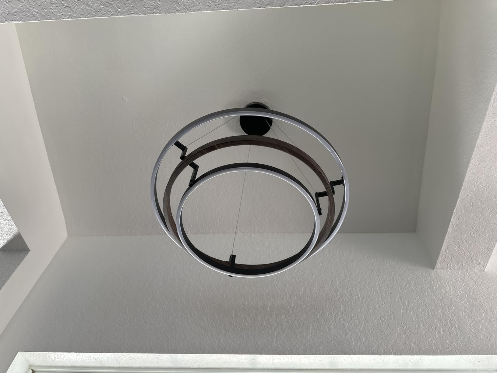 3 Ring LED Chandelier Modern Chandeliers Black Gold Brass Dimmable 24'' | Dining Room Light Fixture Wood Gold Round Chandeliers Circular Chandeliers Light for Living Room Foyer Entryway Bedroom customer photo 2