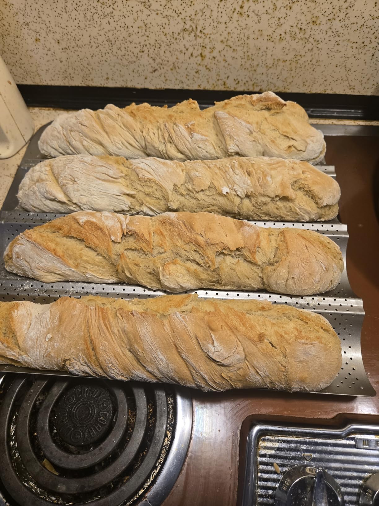 Pavsrmy Baguette Bread Pan, Premium Nonstick Perforated Baguette Pan for French Bread Baking, 4 Loaves Baguette Baking Tray for Sourdough, Italian Bread customer photo 2