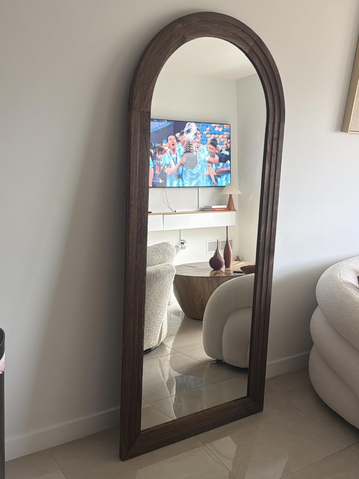 ZHUNFA Arched Full Length Mirror with Solid Wood Frame customer photo 2