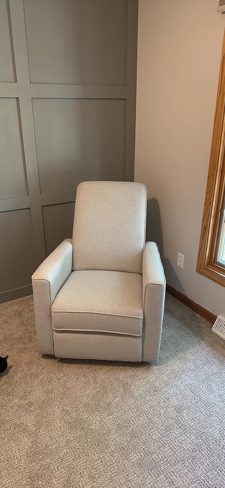 Evolur Raleigh Upholstered Manual Glider Recliner - Rocking & 360° Swivel with Smooth Glide - Greenguard Gold & FSC Certified - Modern Nursery and Living Room Chair in Light Sand customer photo 2