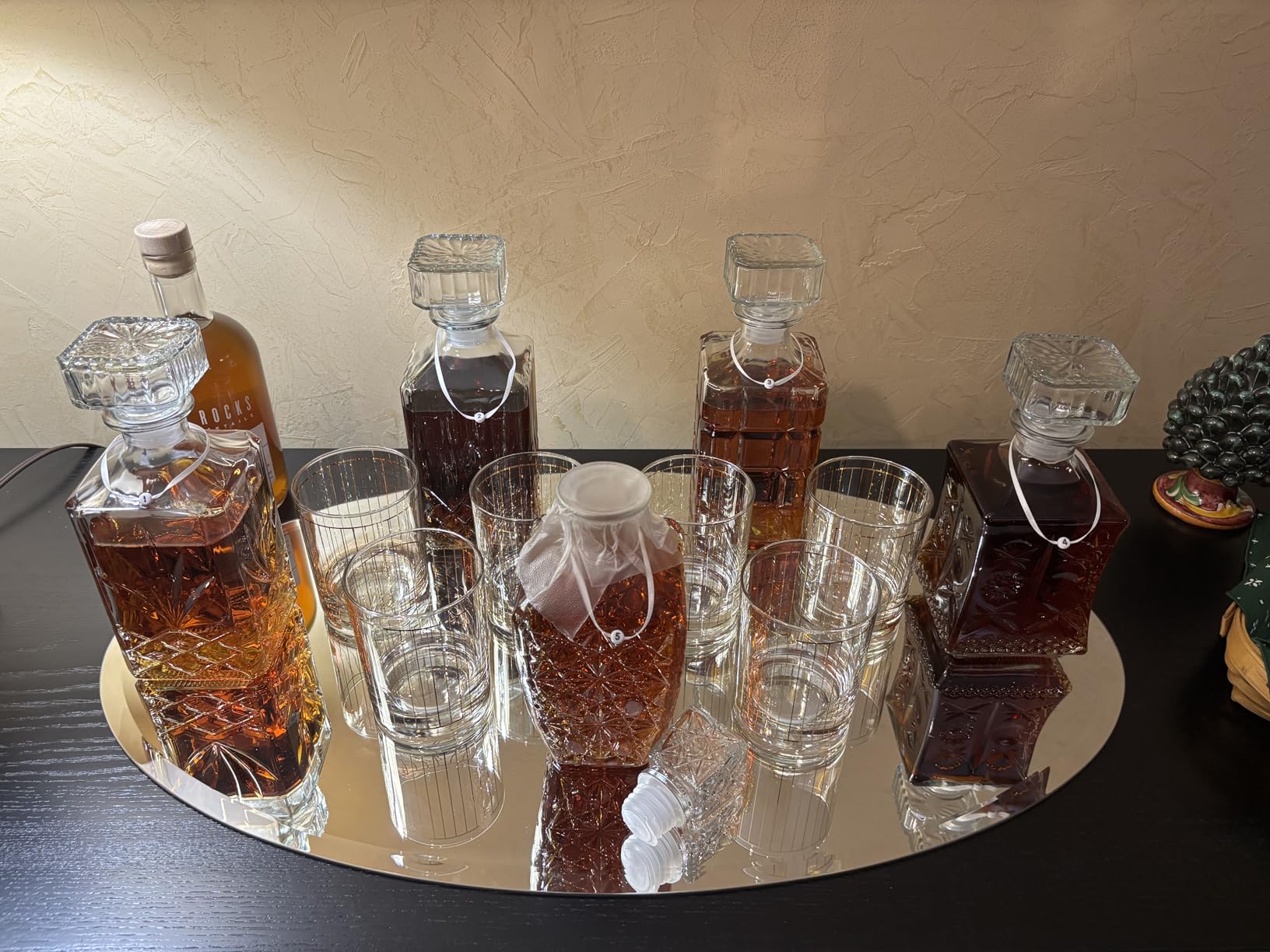 LAWADACH Whiskey Decanter Set of 3, Glass Alcohol Bottle Gift for Men, Dad | Liquor Decanter for Vodka, Tequila, Bourbon & More, Unique Stylish Whiskey bottle for Home Bar Party Decor | 28oz*2 & 31oz*1 customer photo 1