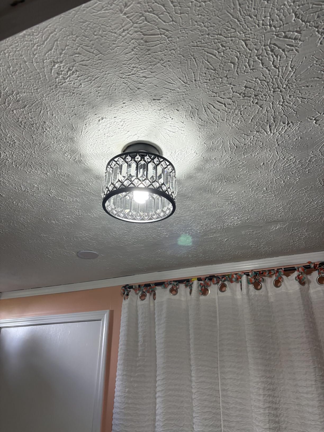 Pevfah Crystal Black Ceiling Light, 1-Light Semi Flush Light Fixture, 9 in customer photo 1