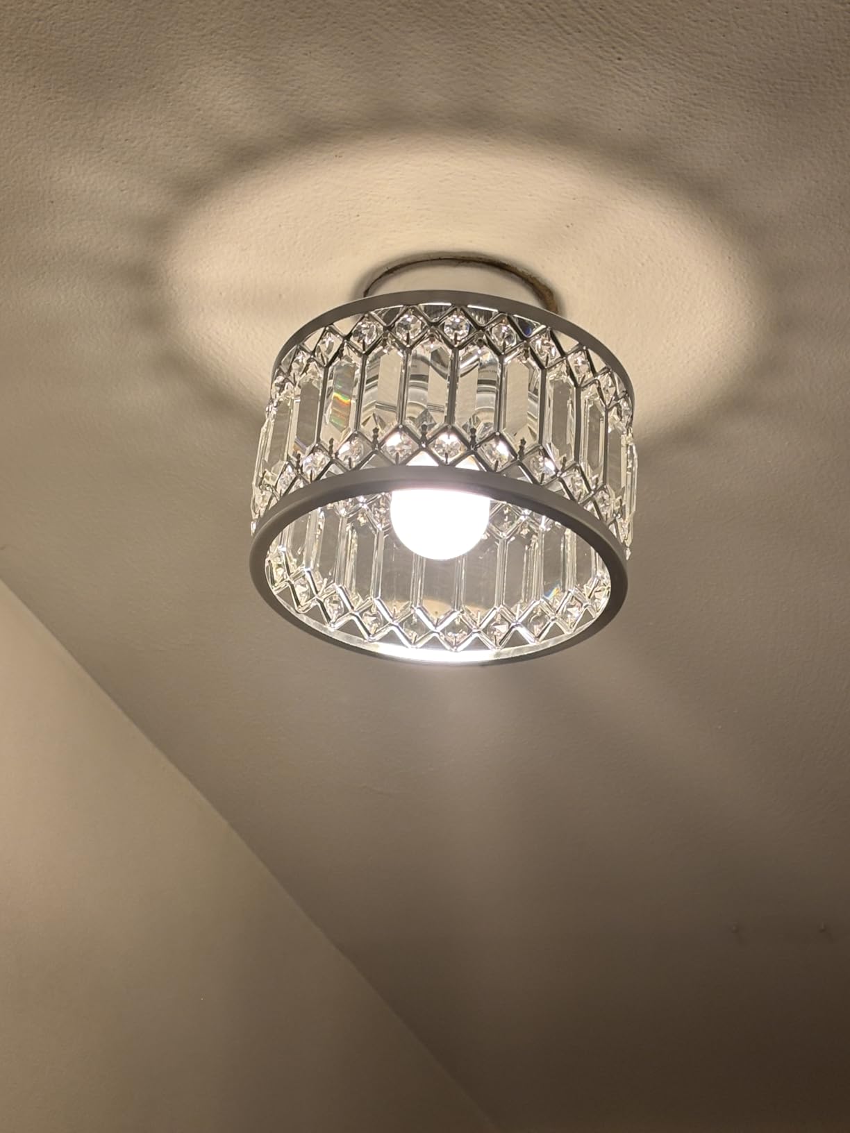 Pevfah Crystal Black Ceiling Light, 1-Light Semi Flush Light Fixture, 9 in customer photo 2
