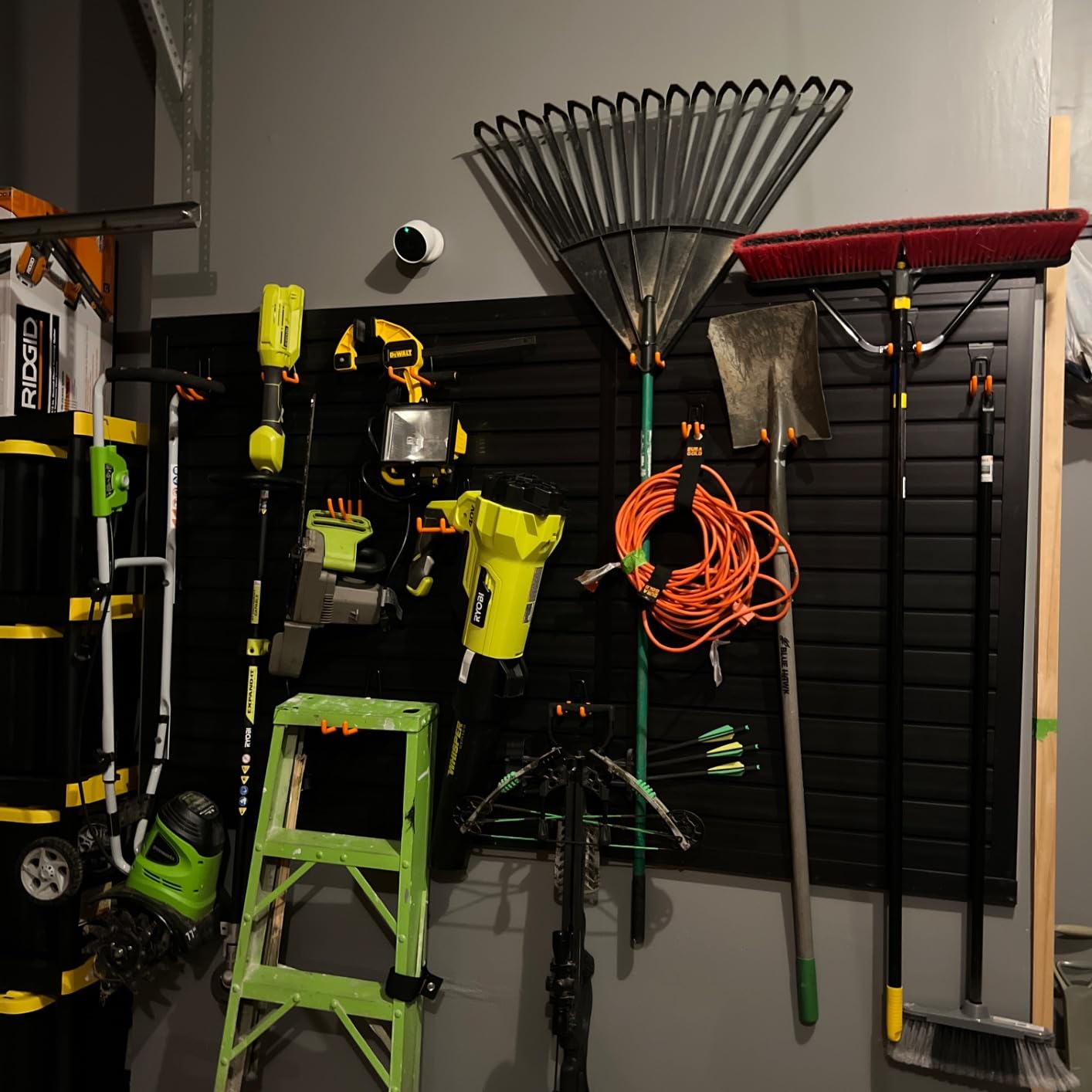 Slatwall Panel Garage Organizer PVC Slatwall Heavy Duty Wall Mounted Rack, Interlocking Slat Wall Panels for Tool Organization Peg Board (Black 4 x 8 ft) customer photo 1