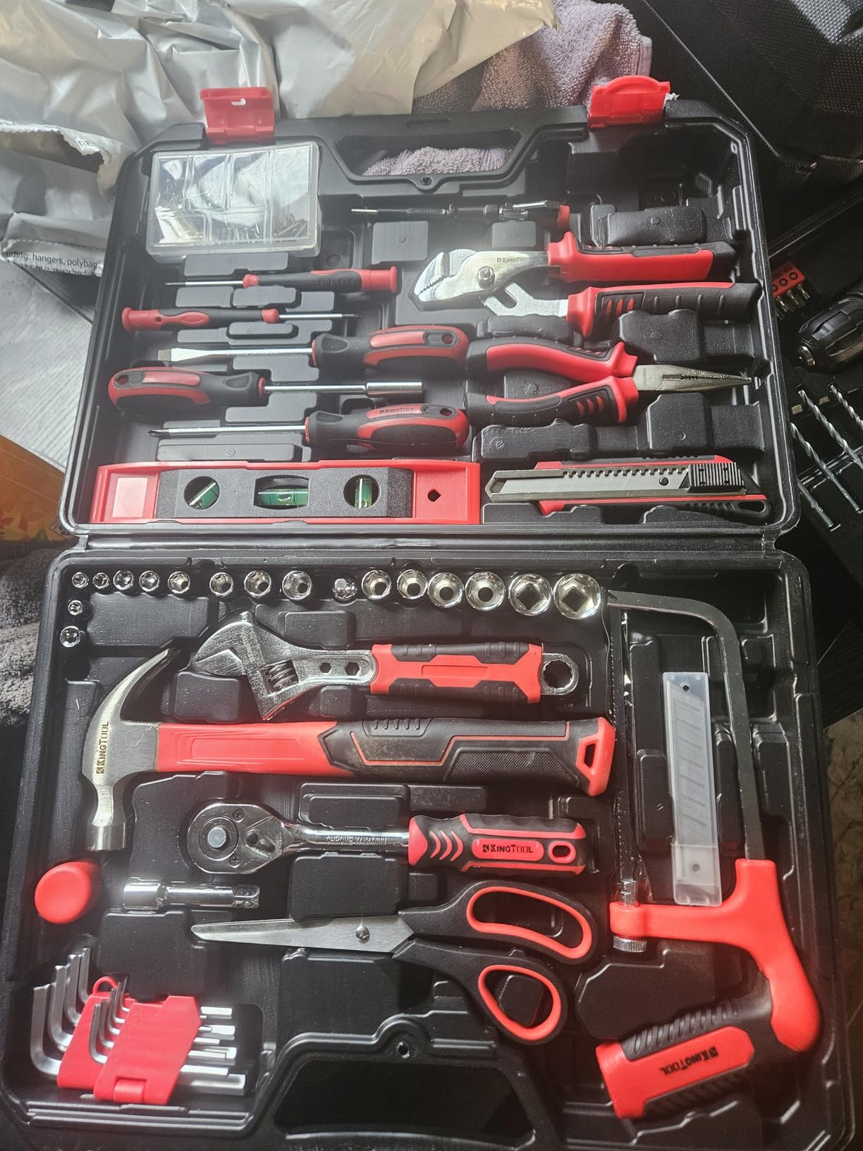 KingTool 276-Piece Tool Set Kit with 12V Cordless Power Drill (Red Black) customer photo 1
