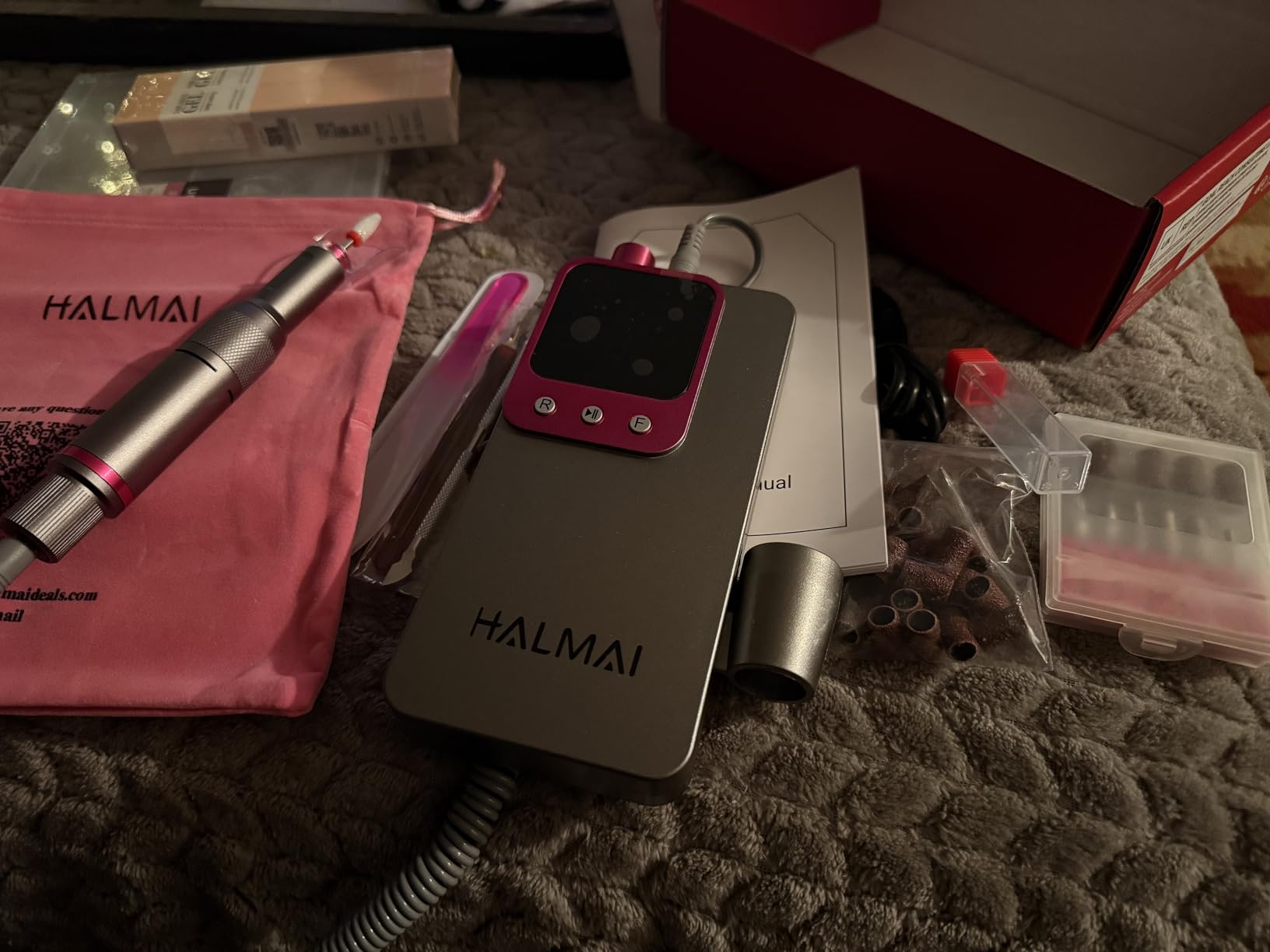 Electric Nail Drill Professional, Portable Nail File for Acrylic Gel Nails, Cordless Rechargeable Ultra Power Nail Drill Kit 40000RPM, Salon-Grade Efile Nail Machine (Dark Grey) customer photo 1