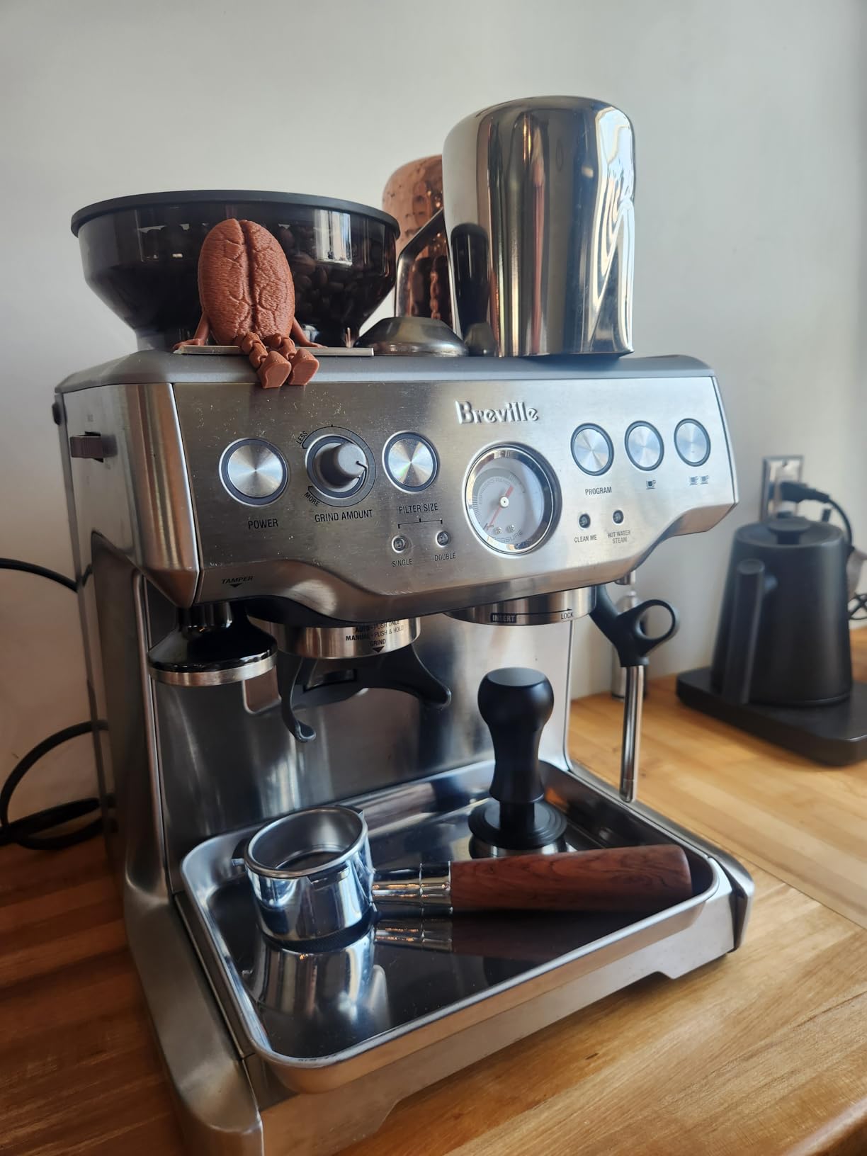 54 mm Bottomless Portafilter Compatible with Breville Barista BES870XL | 3 Ears Espresso Portafilter with Puck Screen, Stainless Steel Portafilter and Rosewood Handle customer photo 2