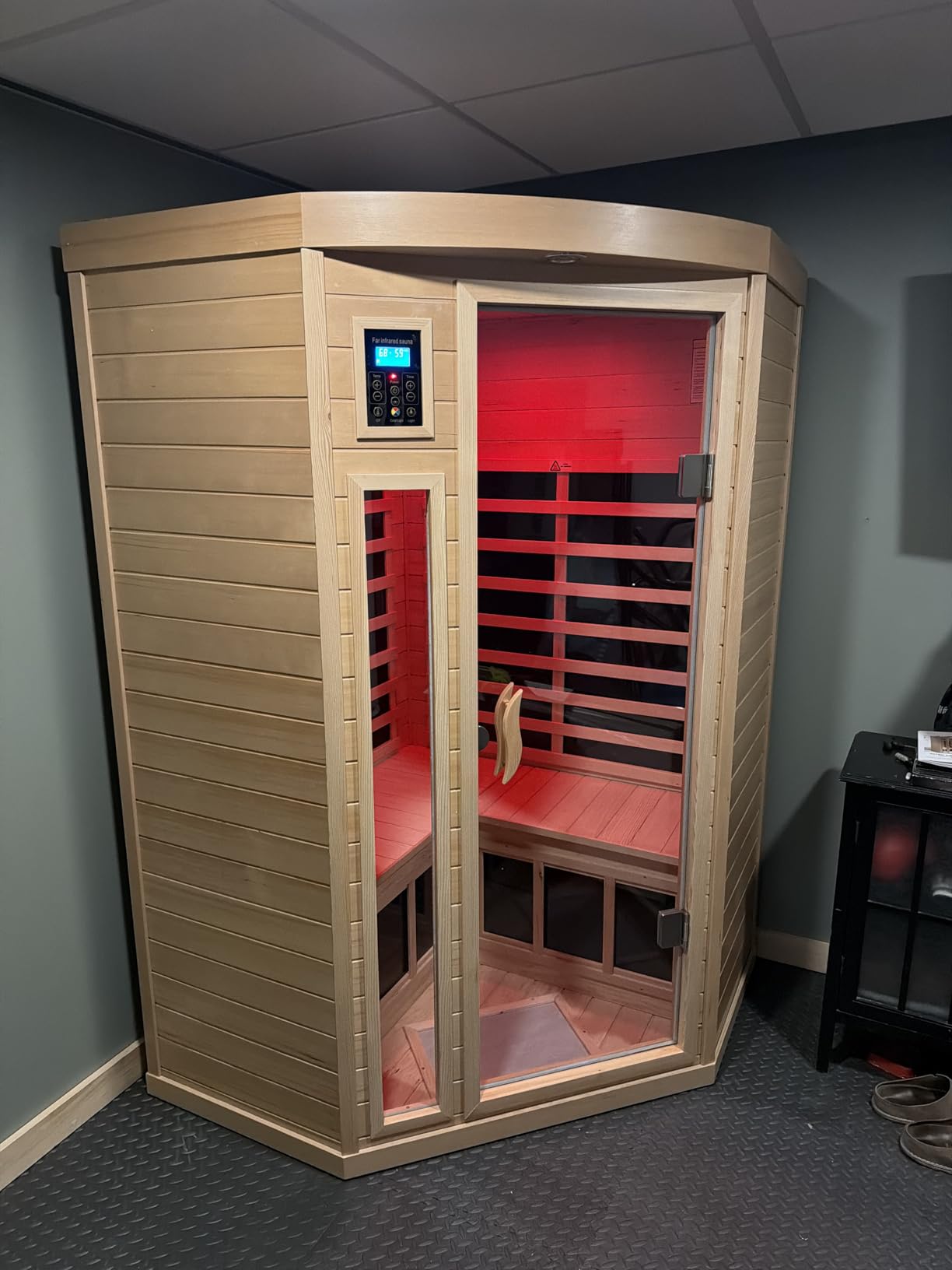 Full Spectrum Sauna, Outdoor Sauna 3 Person Infrared Sauna, Infrared Saunas for Home, 1950W 20A Low EMF Far Infrared Sauna Old Fir Wooden Sauna with Red Light Therapy, Reclining Seats customer photo 1