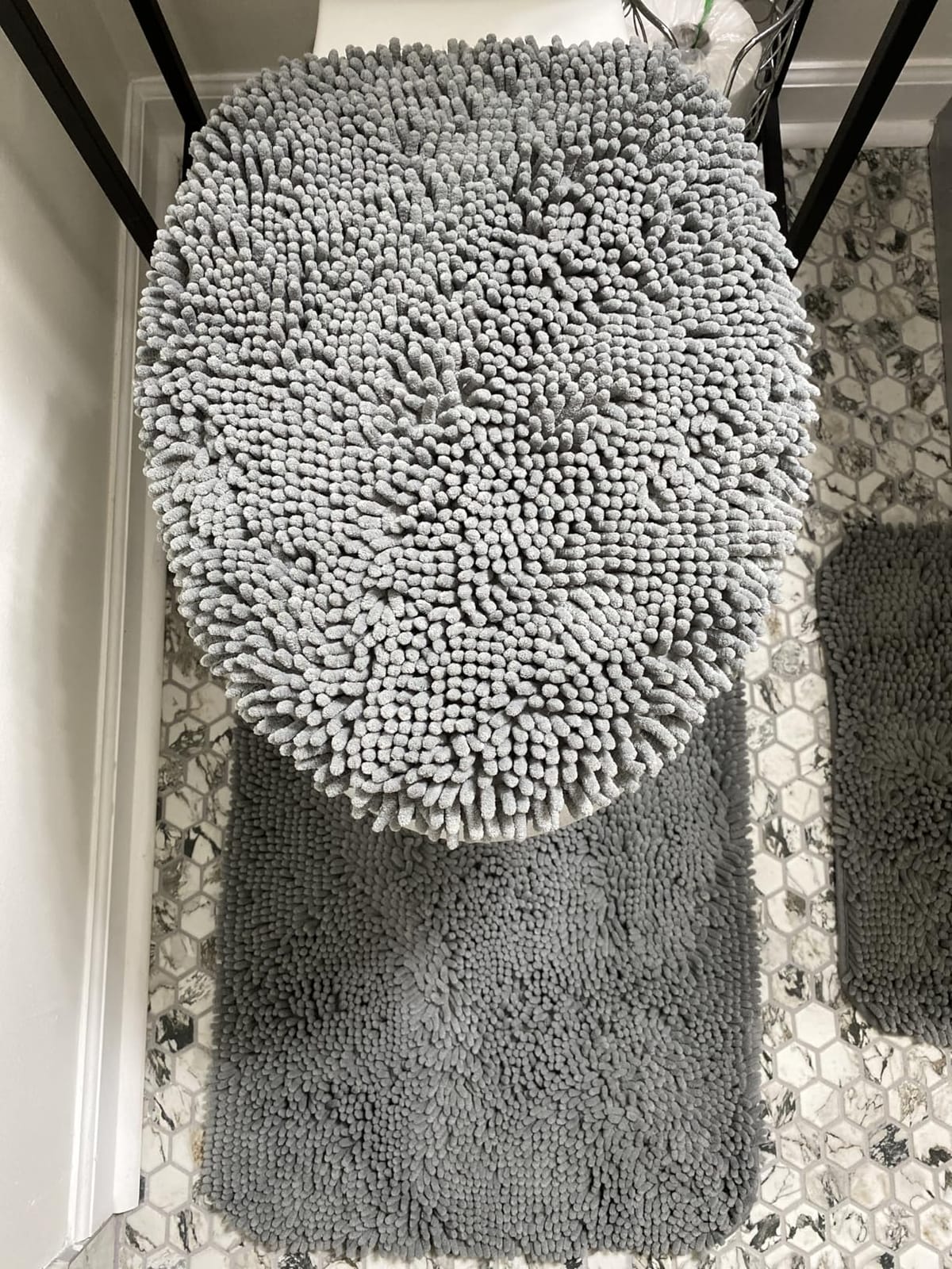 OLANLY Soft Chenille Bathroom Toilet Lid Cover, 17.5x15, Gray | Machine Washable Seat Covers, Stays in Place Rubber Backing, Fits Most Round, Elongated and Oblong Lids, Accessories Decor customer photo 2