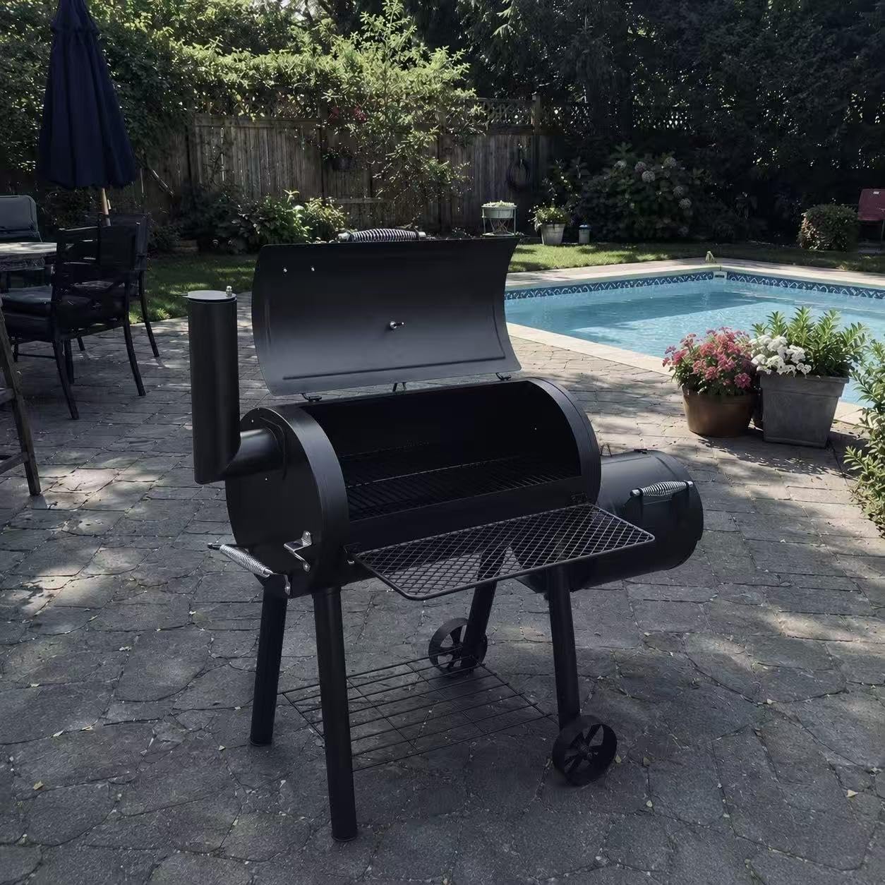Captiva Designs Vertical Charcoal Smoker Grill Extra Large Barbecue Grill | 961 SQ.IN Outdoor Barrel BBQ Meat Smoker with 5 Removable Smoking Grates & Built-in Hooks for Outdoor Backyard Cooking customer photo 1