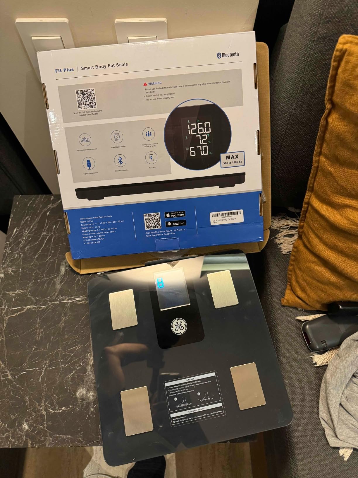 GE Smart Scale for Body Weight: Full Body Composition Analyzer, 50+ Metrics | 8-Electrode Digital Bathroom Scale for Body Weight Fat BMI Muscle Mass Bluetooth, Accurate Weighing Machine 400lb, Black customer photo 2