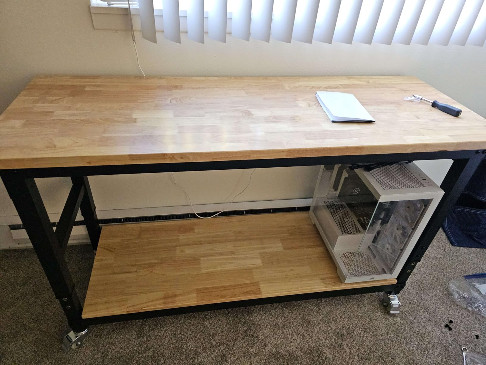 ENJOYWOOD Work Bench for Garage Adjustable Workbenches with Storage 60 Inch Garage Workbench with Under Table Shelf, Pegboard, Power Outlets for Woodworking, Home, Office, Workshop customer photo 1