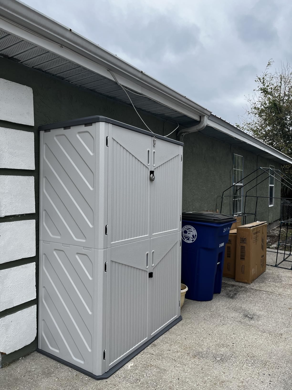 Aoxun Outdoor Storage Shed, 64 Cu.Ft Vertical Resin Sheds, White | Storage Sheds with Floor, Outdoor Waterproof Storage Cabinet for Garage Storage, Pool Storage, Bike Shed, Garden Shed customer photo 1