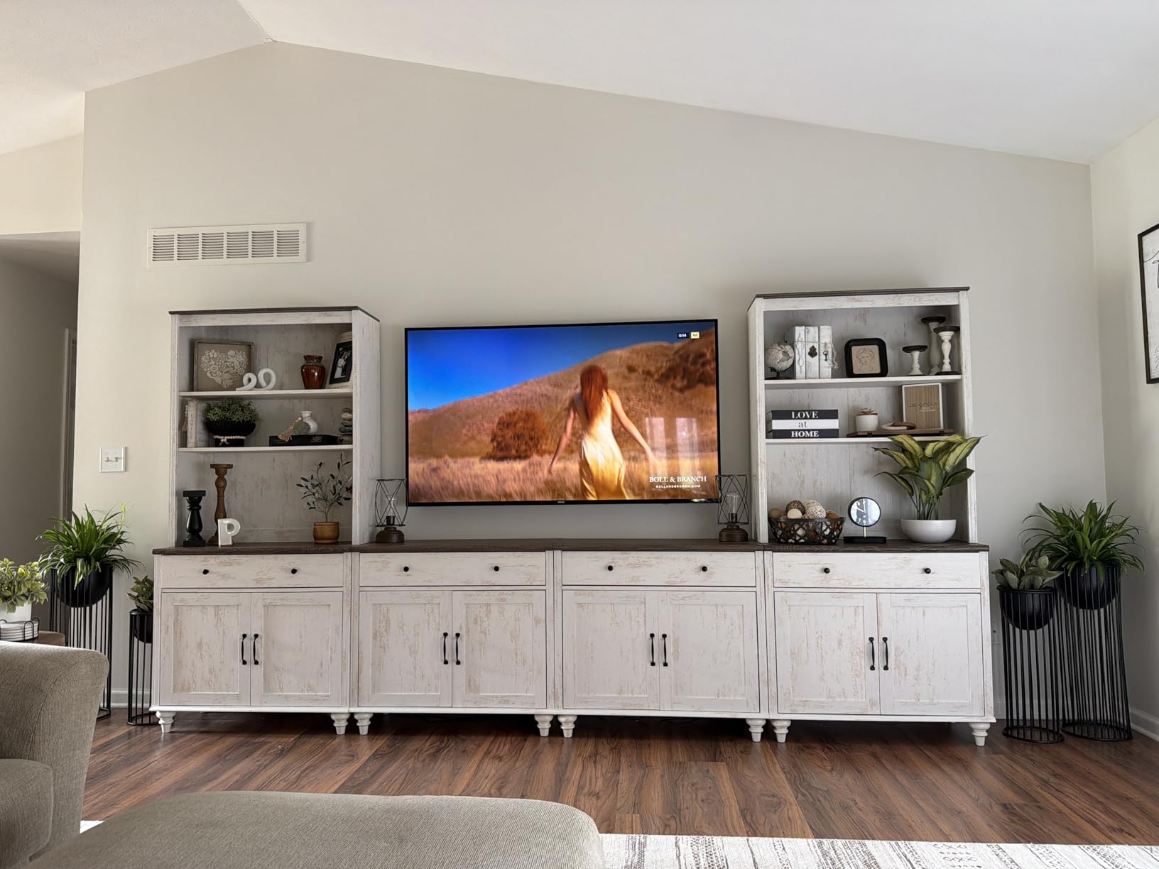 WAMPAT Entertainment Center with Bookshelves for TVs up to 75