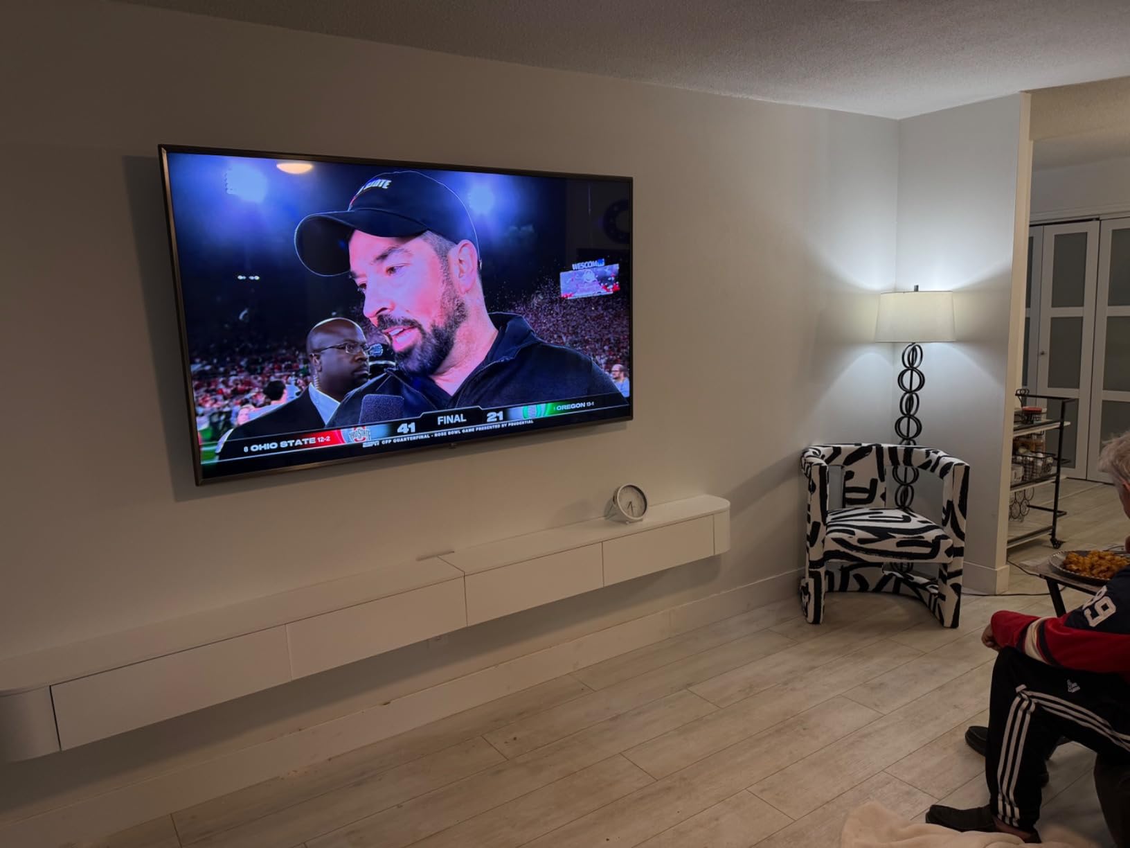 Modern Floating TV Stand | Wall-Mounted Entertainment Media Console | Large Storage TV Bench for Living Room & Office (White, 86.6'') customer photo 1