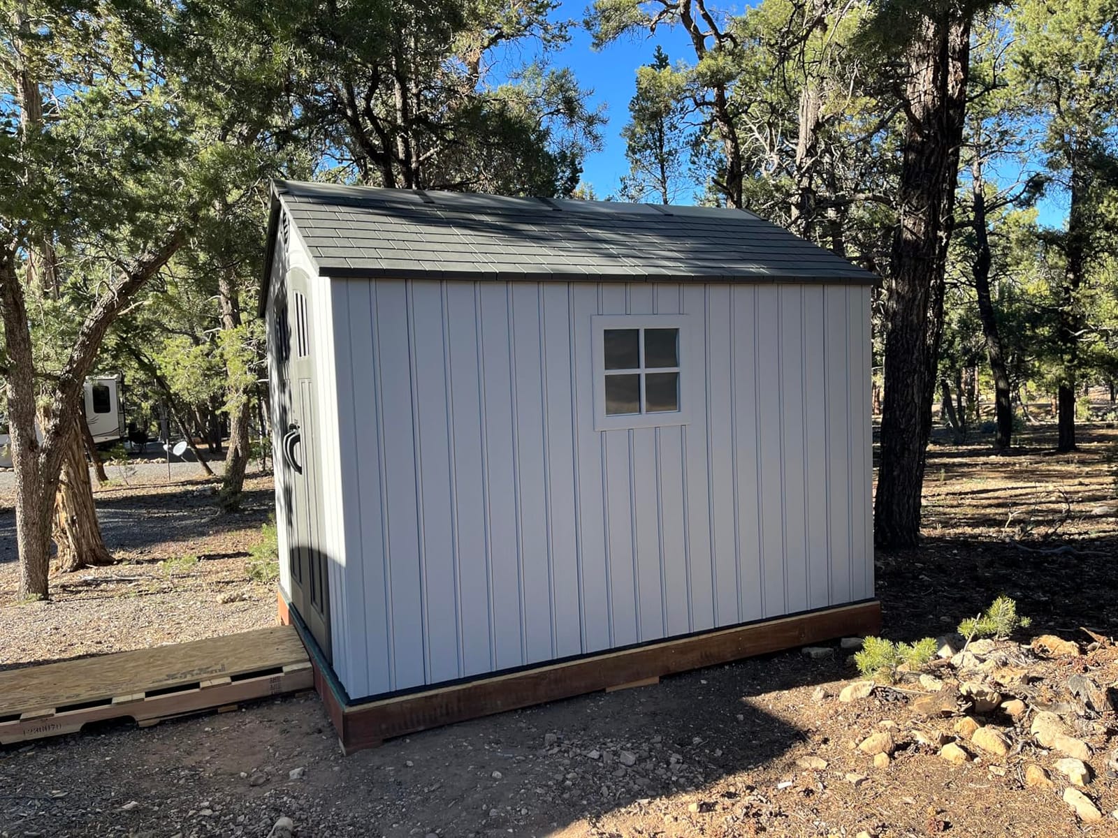 Lifetime Outdoor Storage Shed, 8x10 Ft, Gray, Resin Tool Shed with Lockable Doors and Steel-Reinforced Walls customer photo 2