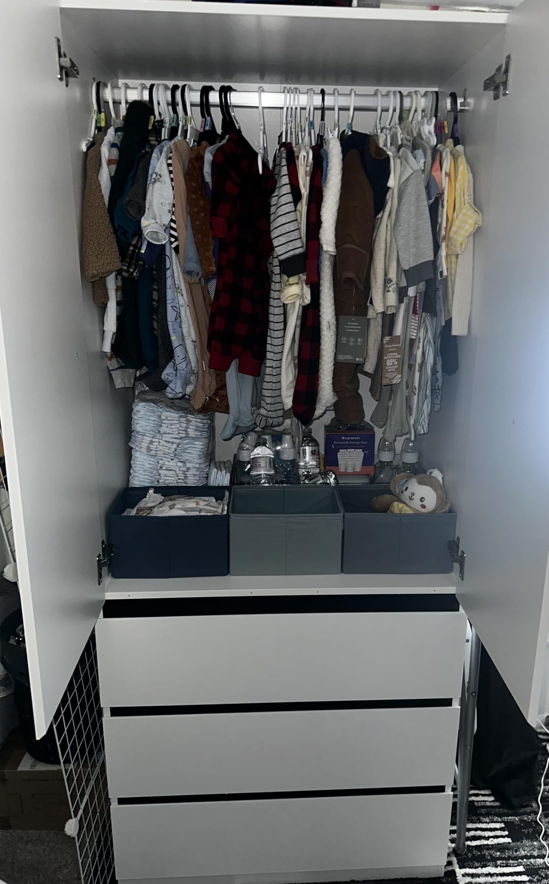 White Armoire Wardrobe Closet with 3 Drawers: 75