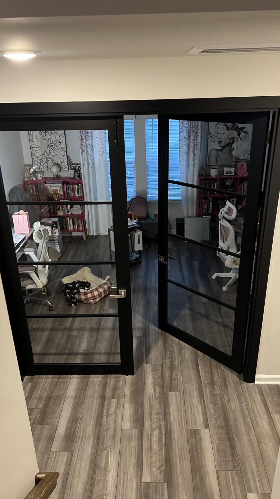 SARTODOORS Lucia 2466 | Double Swing Interior French Doors | Clear Glass, Solid Wood | Frame & Hardware Included | 48 x 80, Black Matte, Modern customer photo 1