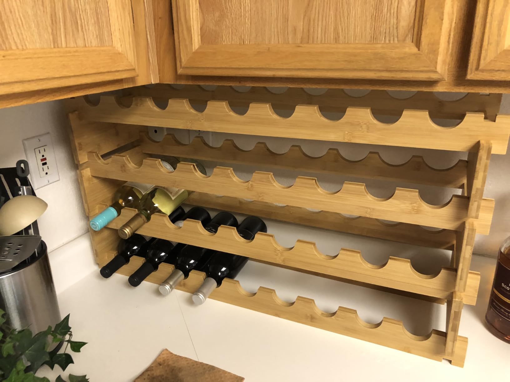 Amazon Basics Stackable Natural Bamboo Wine Rack, 36 Bottle Capacity, Easy to Assemble customer photo 2