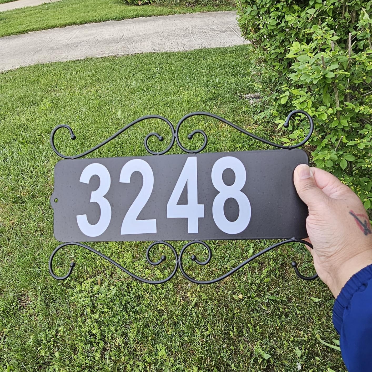 Metal Address Plaque, Address House Number, Waterproof | Horizontal & Vertical Mounted Address Sign for Home Office Street Driveway Yard Mailbox customer photo 2