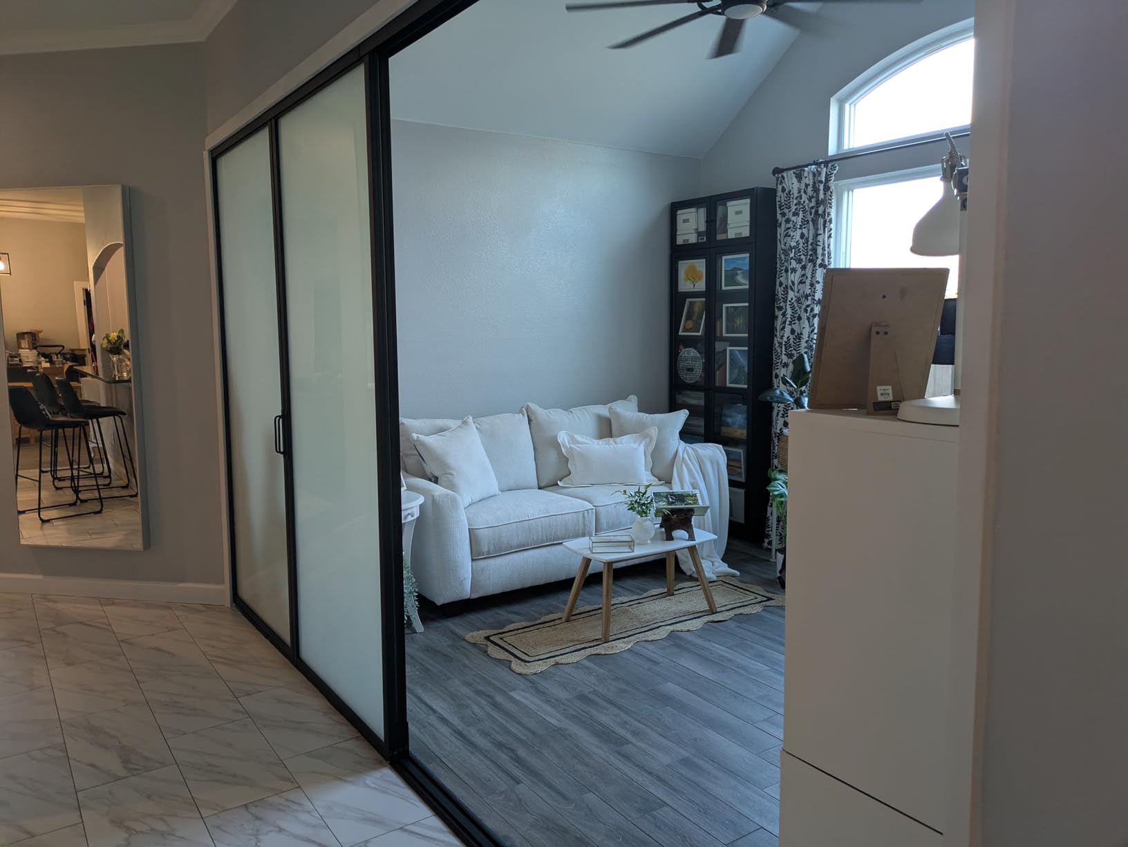 Door55 4 Panel Glass Sliding Closet Door with Aluminum Frame, Silent Glide Technology, Bedroom Closet Doors (Clear Glass, 120x80) customer photo 1