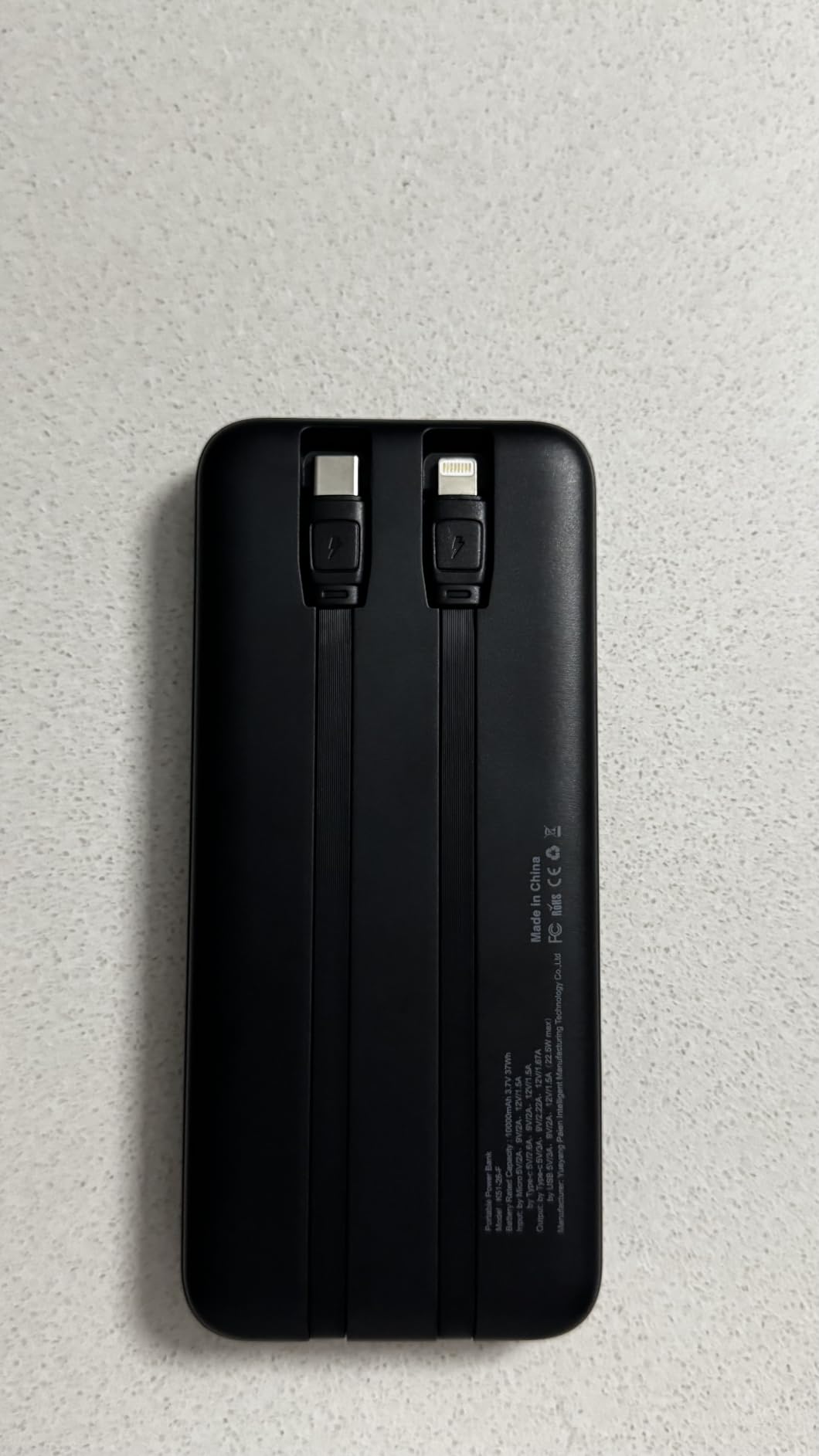 Portable Charger 10000mAh 22.5W Fast Power Bank with Built-in 2 Cables | 4 Outputs 2 Inputs, 5V/3A Fast Charging, Universal Travel Charging Powerbank for iPhone, Android, iPad. Pearl Black customer photo 2