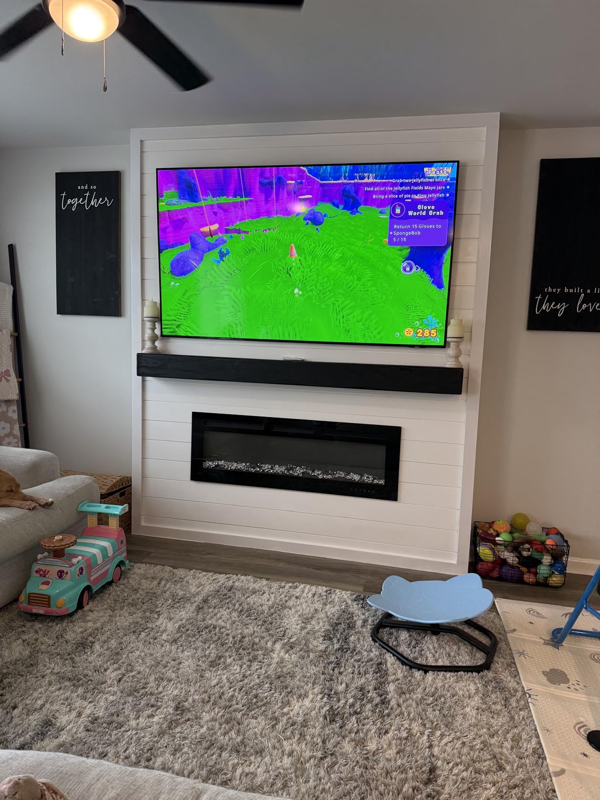 EUHOMY 50 Inch Electric Fireplace Recessed and Wall Mounted | Adjustable Flame Color, Remote Control, Timer, Touch Screen, Log and Crystal, 750W/1500W Fireplace Heater customer photo 2