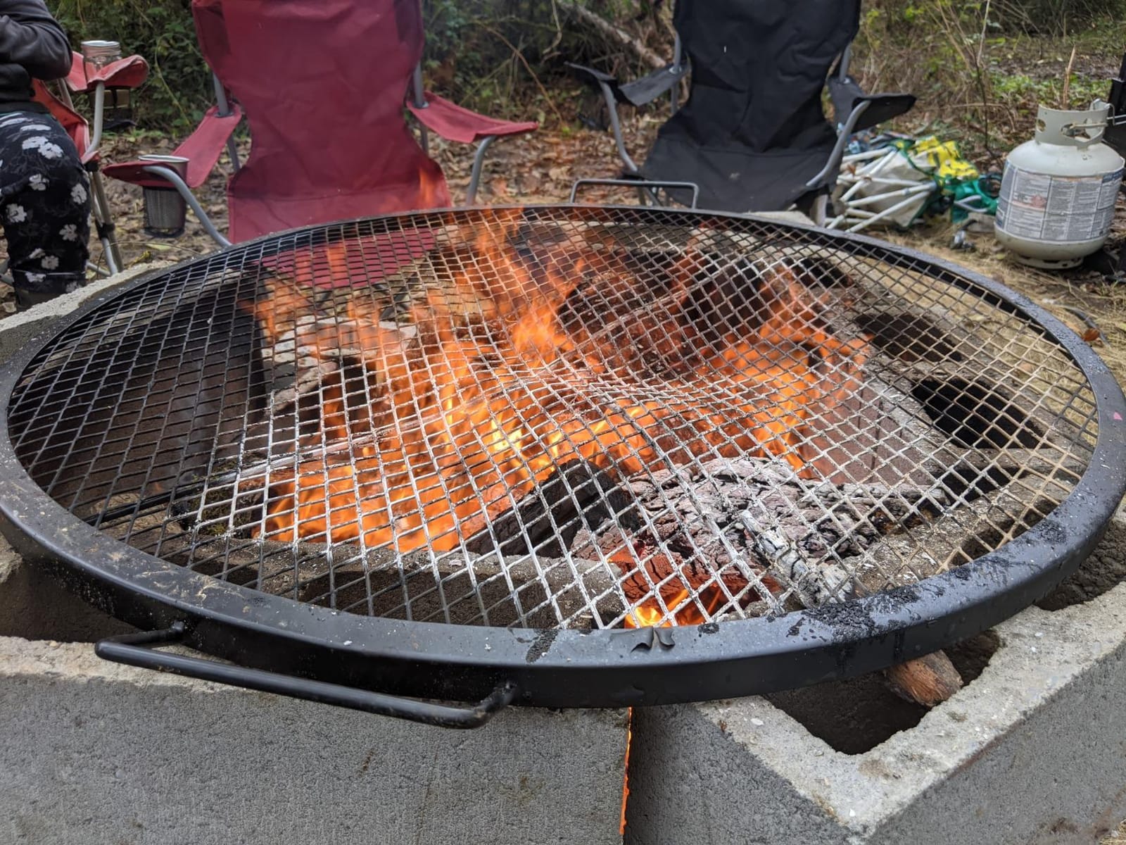 onlyfire Heavy-Duty Steel Round Fire Pit Grill Grate with X-Marks Design | Portable Cooking Grate with Handles for Outdoor BBQ, Camping, Picnics - 24 Inch customer photo 1