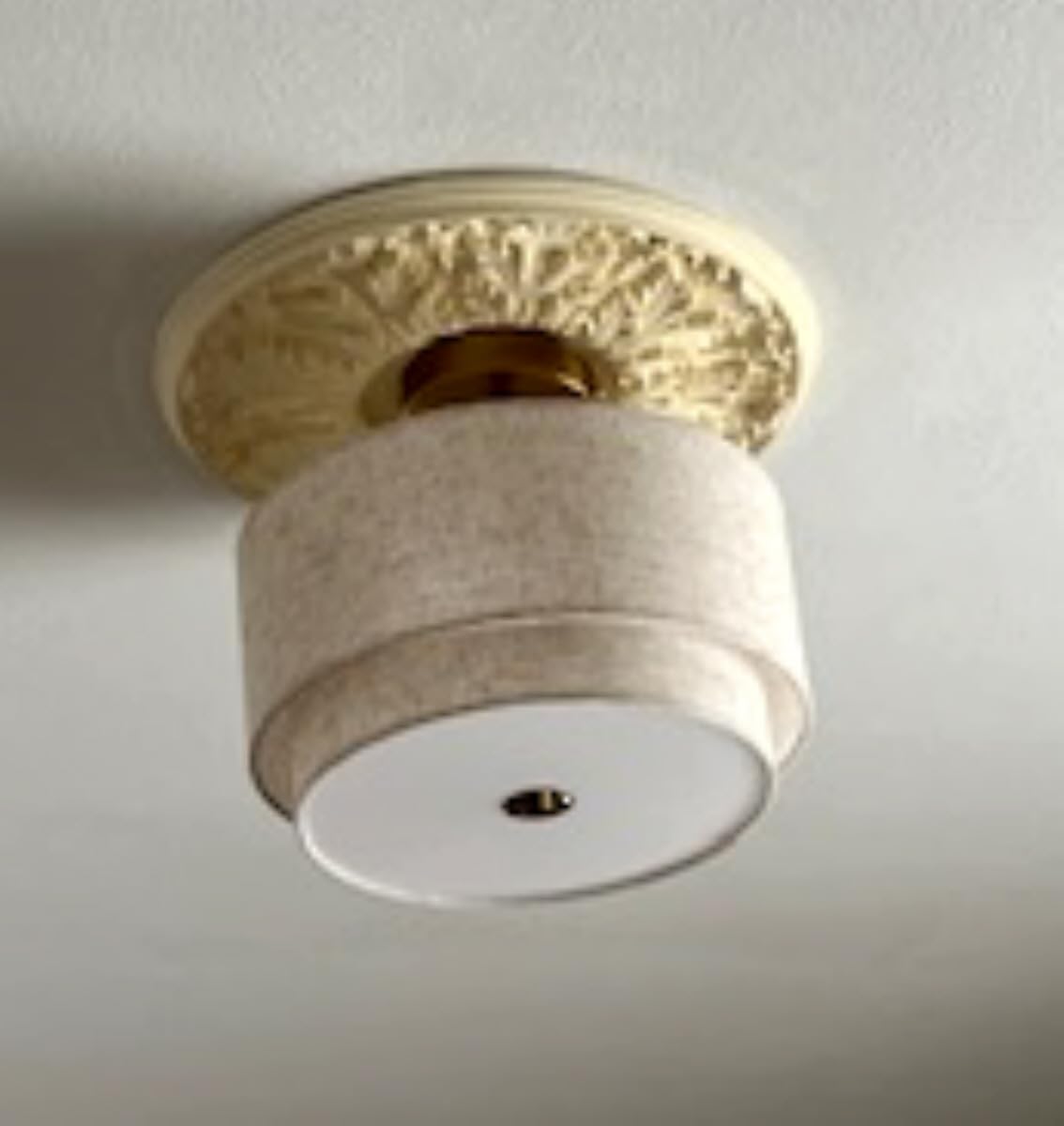 Semi Flush Mount Ceiling Light Fixture,12.6'' Gold Light Fixtures Ceiling Mount, Modern Close to Ceiling Light with 2-Layer Linen Shade,Farmhouse Drum Ceiling Light for Bedroom Hallway Living Room customer photo 1