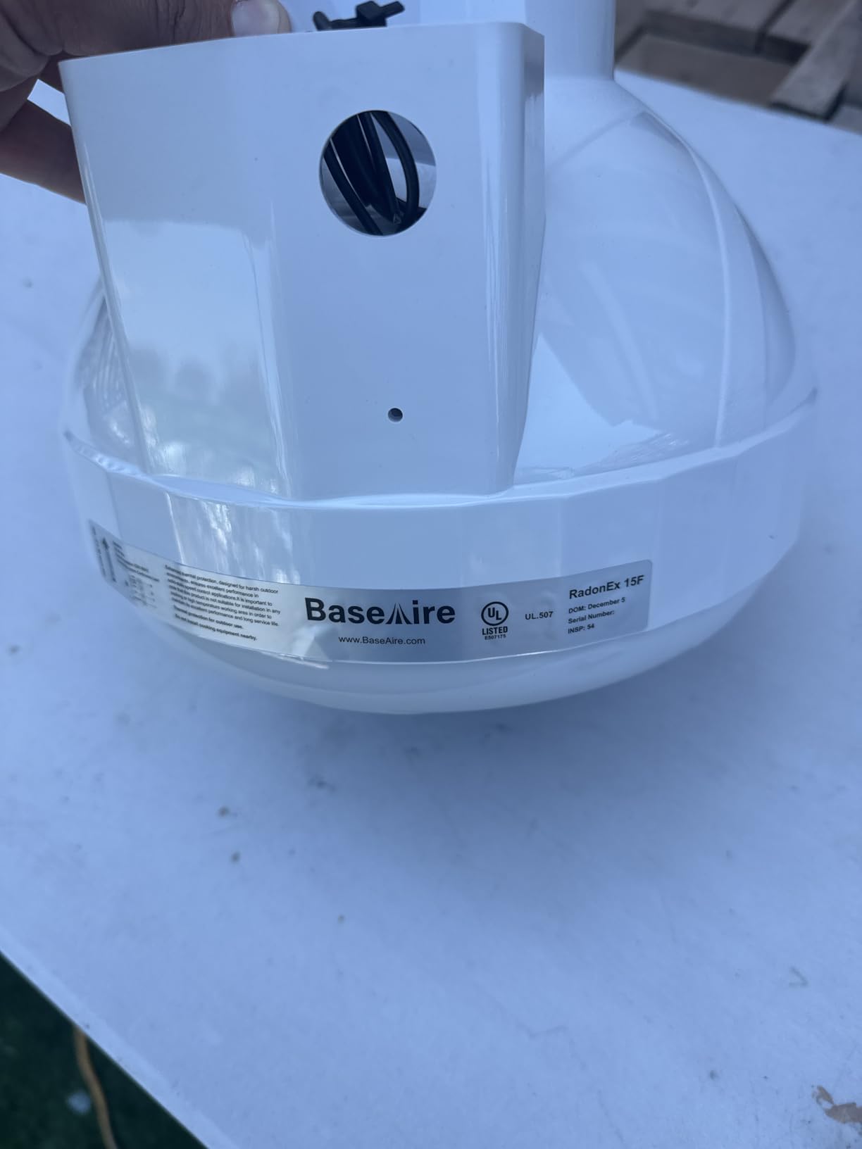 BaseAire 4 Inch 237 CFM Radon Mitigation Fan for 1500 Square Feet (RadonEx 15F) customer photo 1