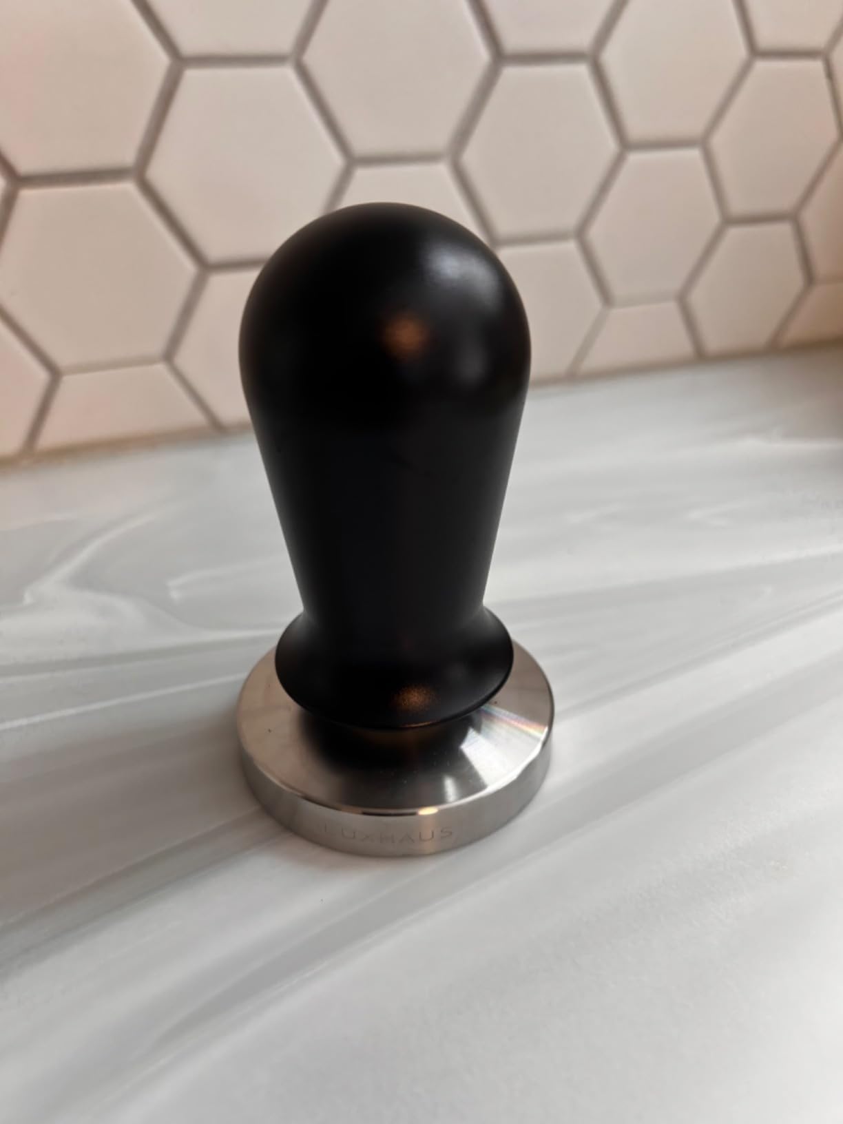 LuxHaus 58mm Calibrated Level Tamper for Espresso Machine with Spring Loaded 100% Flat Stainless Steel Base customer photo 2