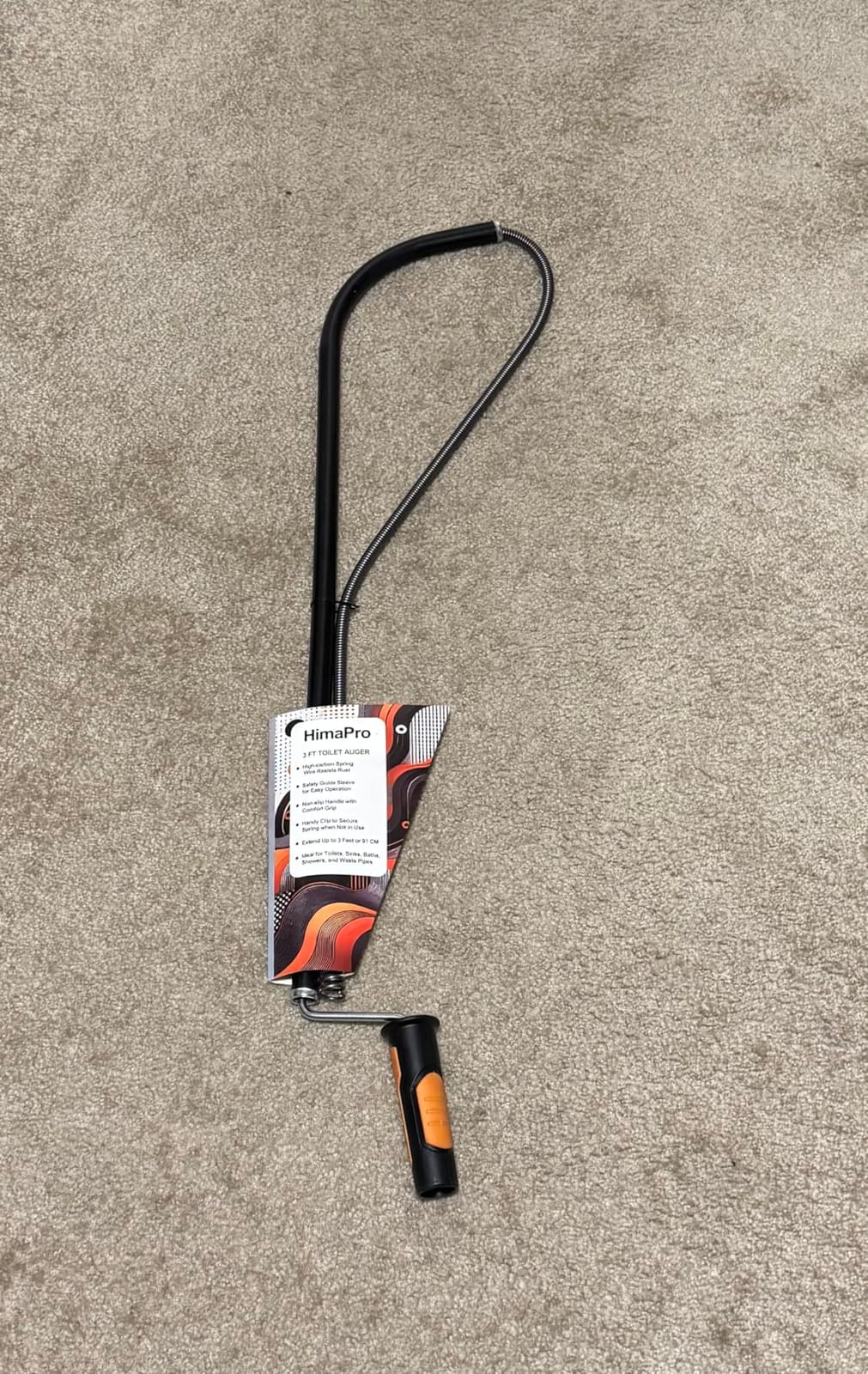 HimaPro Professional Toilet Auger/Closet Auger, 3 Feet Pipe Snake | Rust-Resistant High-Carbon Spring Wire, Scratch-Free Vinyl Sleeve, Ergonomic Non-Slip Handle customer photo 1