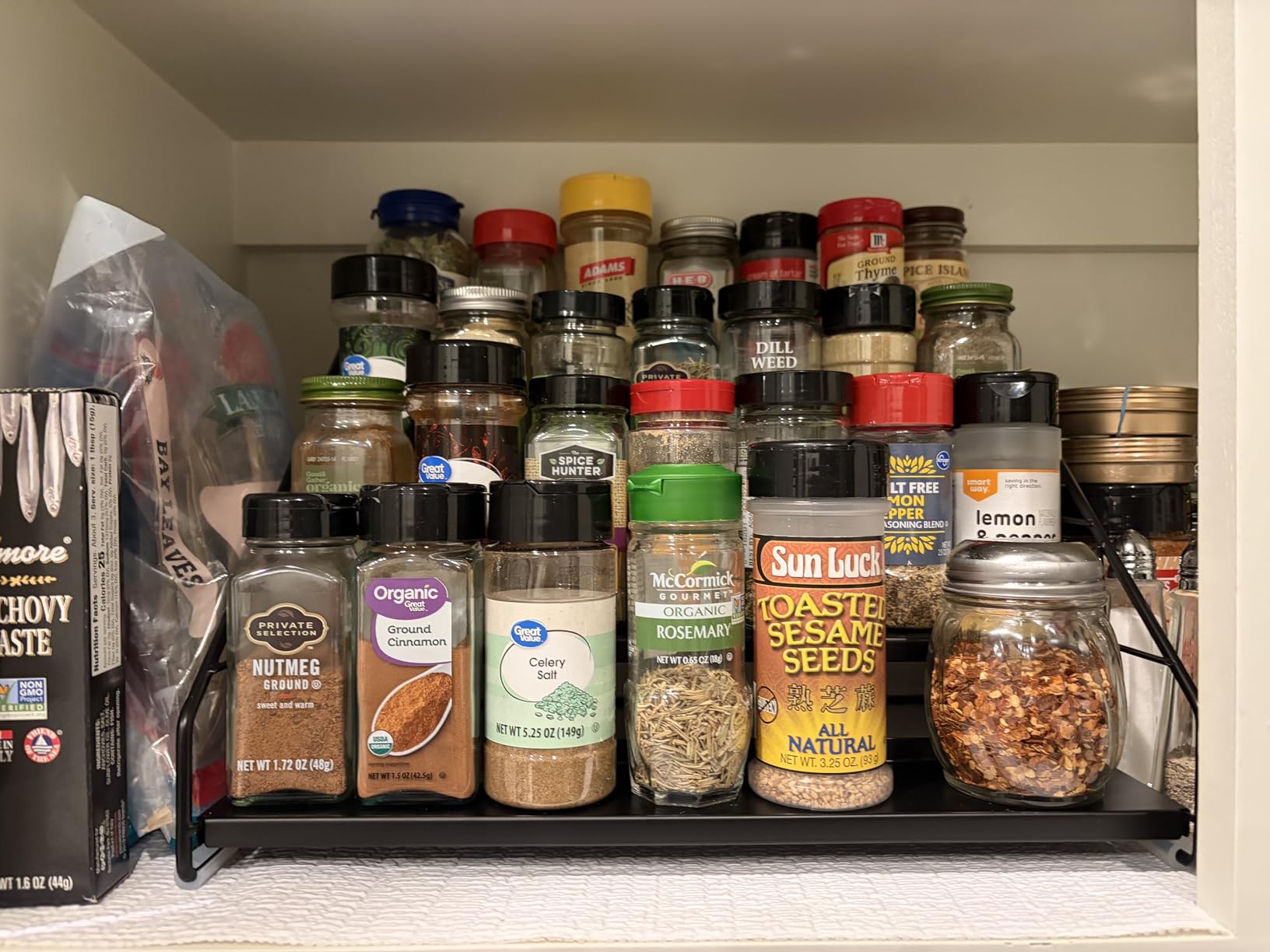 Spice Rack Organizer for Cabinet, 4 Tiered Spice Rack Organizer, Tiered Adjustable Spice Shelf for Kitchen Countertop Organization, Bright Black customer photo 2
