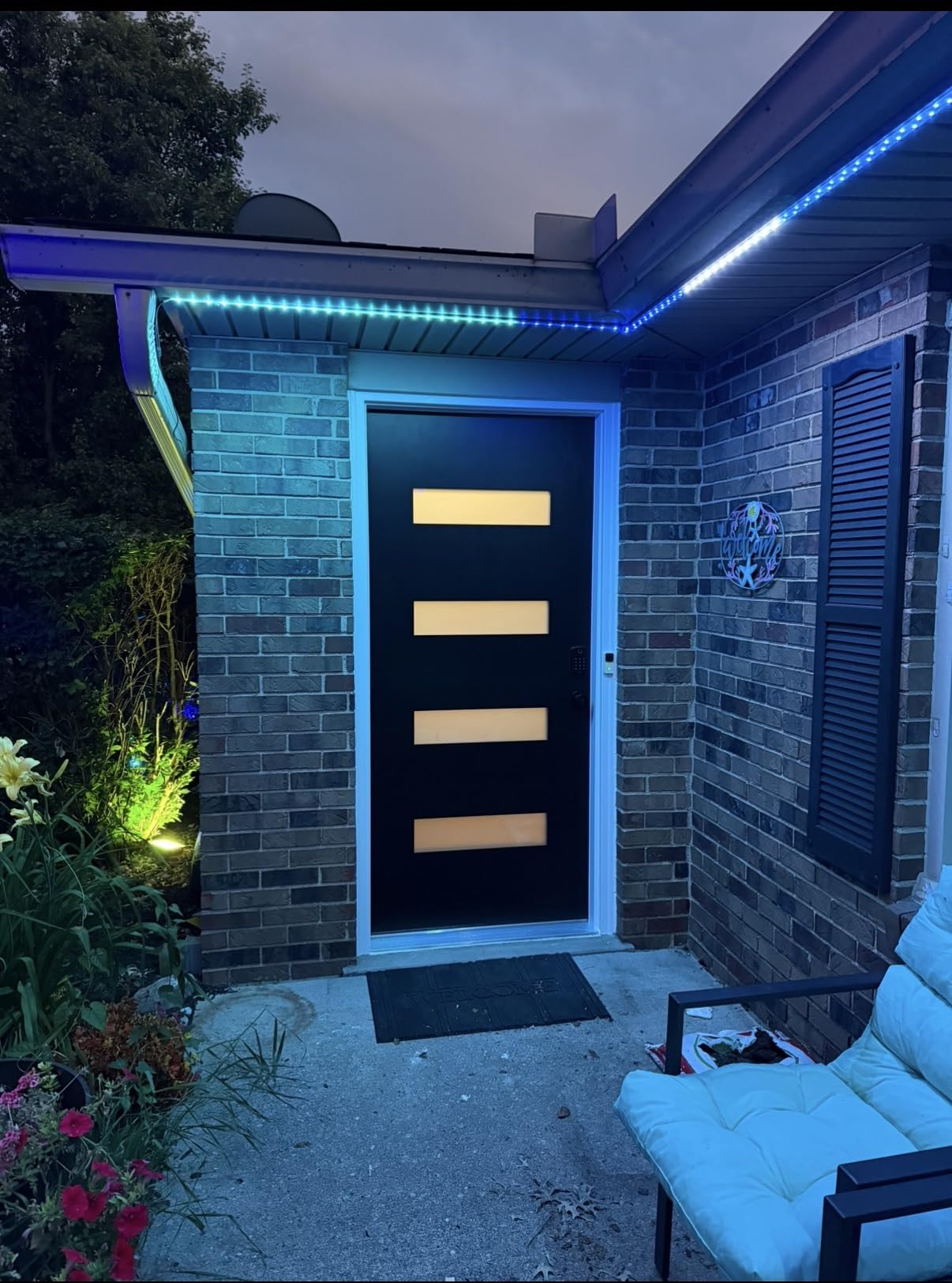 36 x 80 inches Fiberglass Entry Door with Brickmould, Black Finished Knock-Down with Vinyl Frame, Left Hand Inswing Frosted Glass customer photo 2