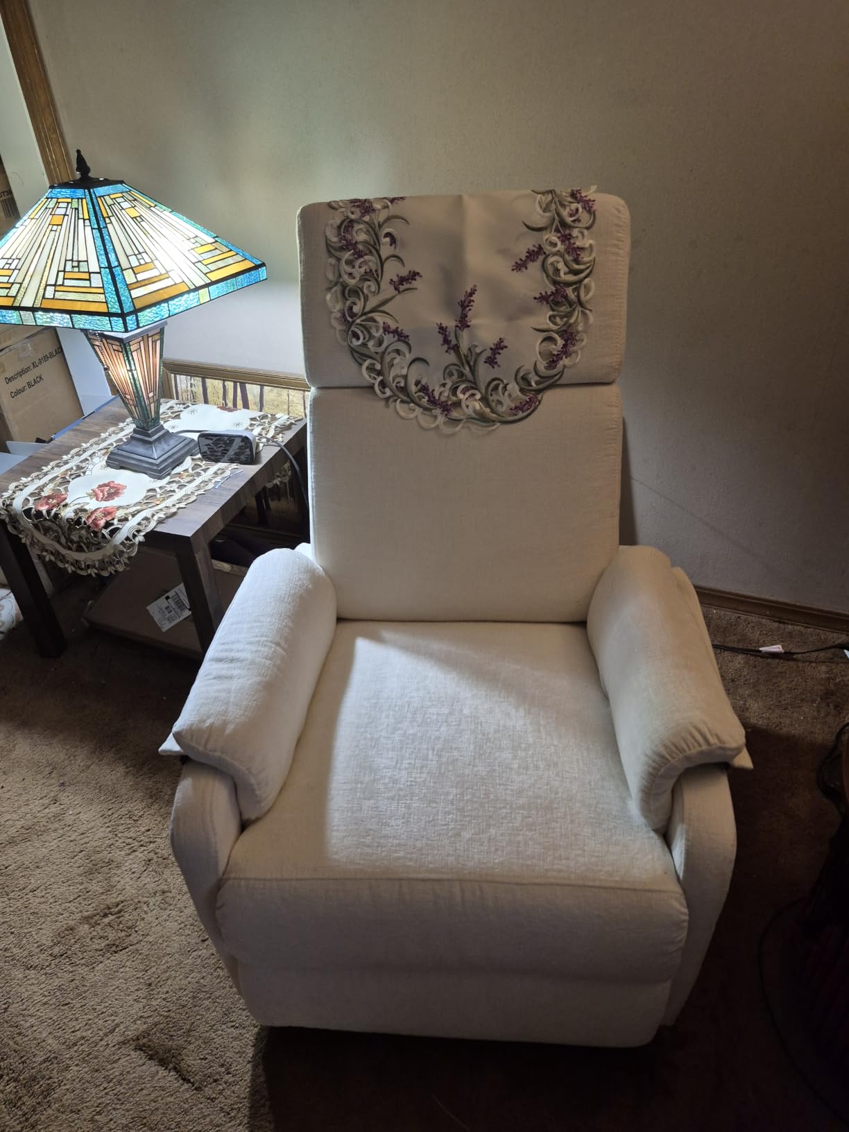 Korser Recliner Chair, Swivel Rocking Recliner Chair for Adults, Glider Rocking Chair, Small Nursery Chair Recliner for Living Room, Reclining Chair with Modern-Designed Armrests, Chenille, Beige customer photo 1