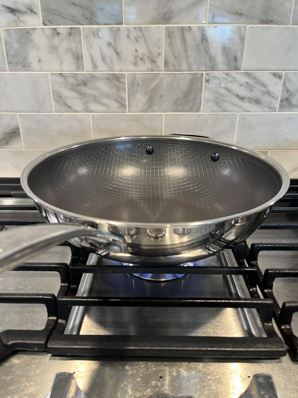 Blue Diamond Hybrid Nonstick Stainless Steel 12” Wok with Lid, PFAS-Free Ceramic Diamond Bond Stir-Fry Pan, Induction Ready, Dishwasher & Oven Safe, Metal Utensil Safe, Stay-Cool Handle, Silver customer photo 1