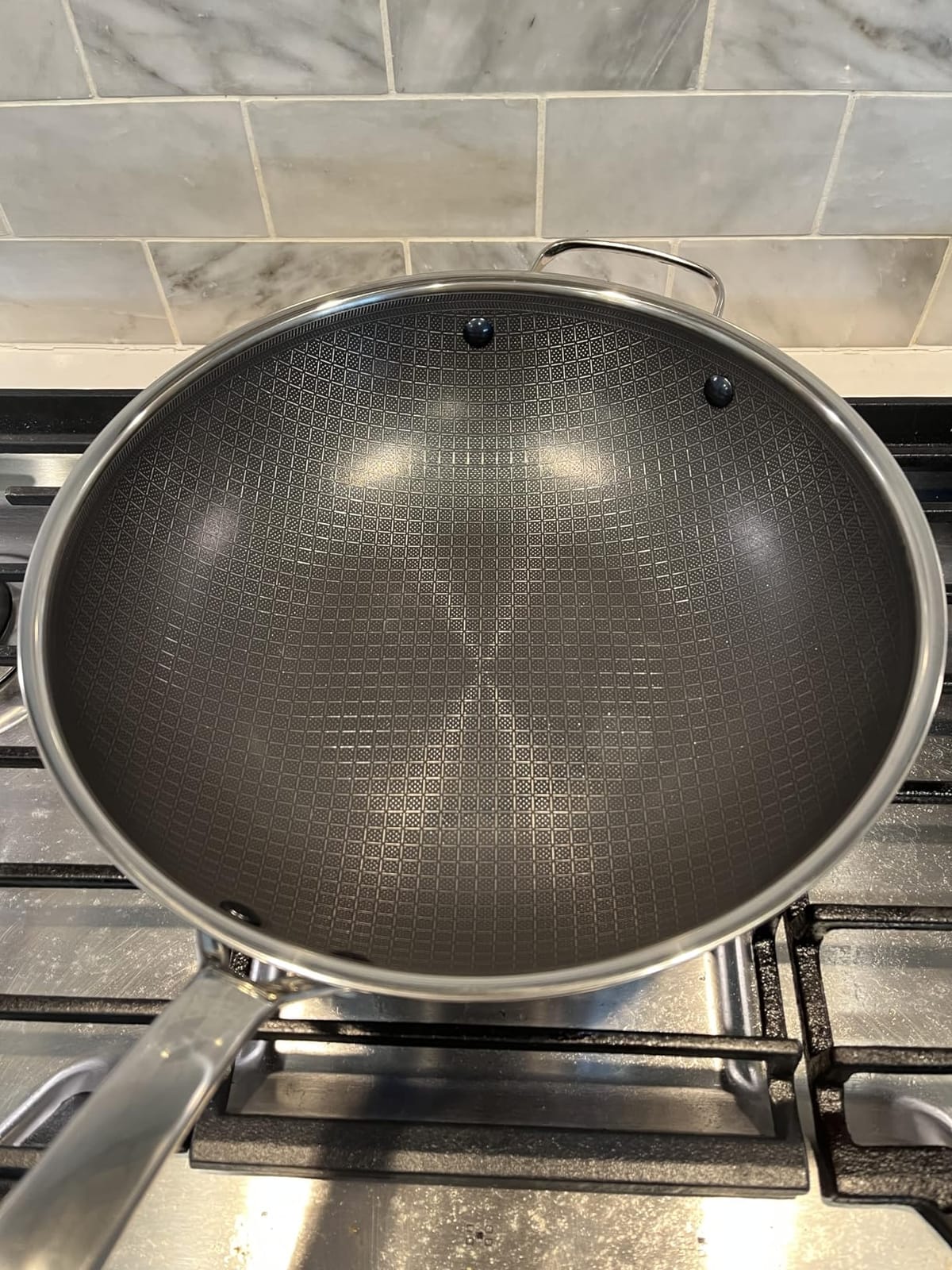 Blue Diamond Hybrid Nonstick Stainless Steel 12” Wok with Lid, PFAS-Free Ceramic Diamond Bond Stir-Fry Pan, Induction Ready, Dishwasher & Oven Safe, Metal Utensil Safe, Stay-Cool Handle, Silver customer photo 2