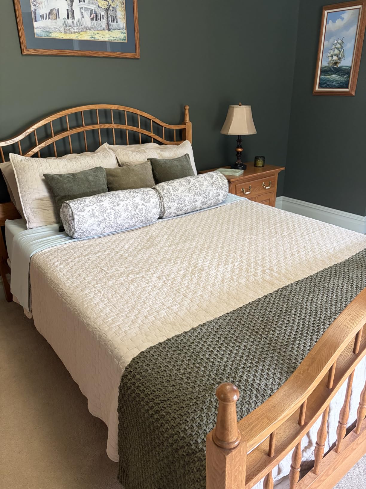 EVERGRACEHOME Chunky Chenille Knit Throw Blanket, 50 x 60, Beige | Sculpted Moss Stitch, Chic Modern Farmhouse, All-Season Warmth, OEKO-TEX Certified, Elegant Blanket for Couch, Bed, Sofa customer photo 2